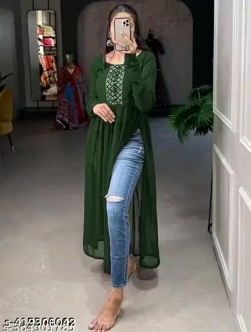 Readymad Georgette Embroidered Kurta/kurti For Women’s Party Festive Outfit Gift