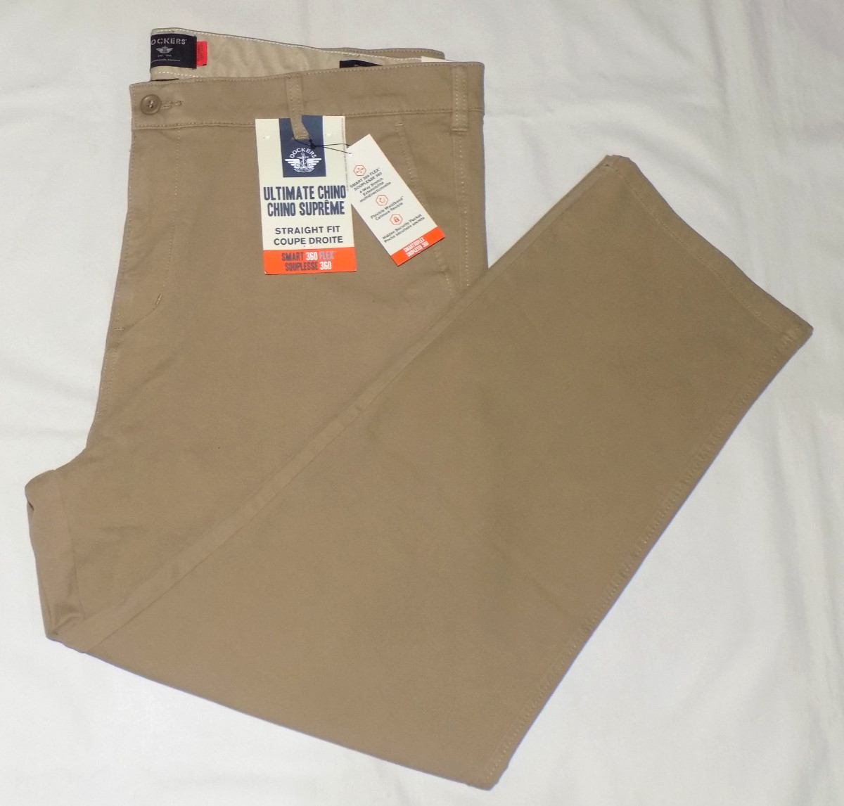 DOCKERS Men’s Ultimate Chino 4-Way Stretch Straight Fit Pants Khaki 40X30 New