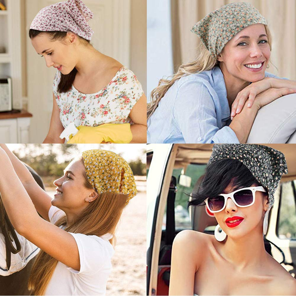 Floral Hair Scarf Headband 5 Pcs Hair Bandanas Chiffon Boho Headbands for Women