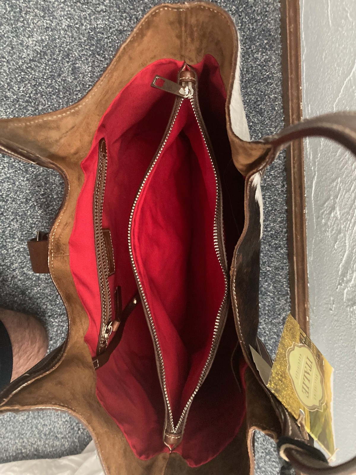 CAVALCANTI ITALIAN DESIGNER CALF HAIR BROWN COWHIDE LEATHER HOBO BAG
