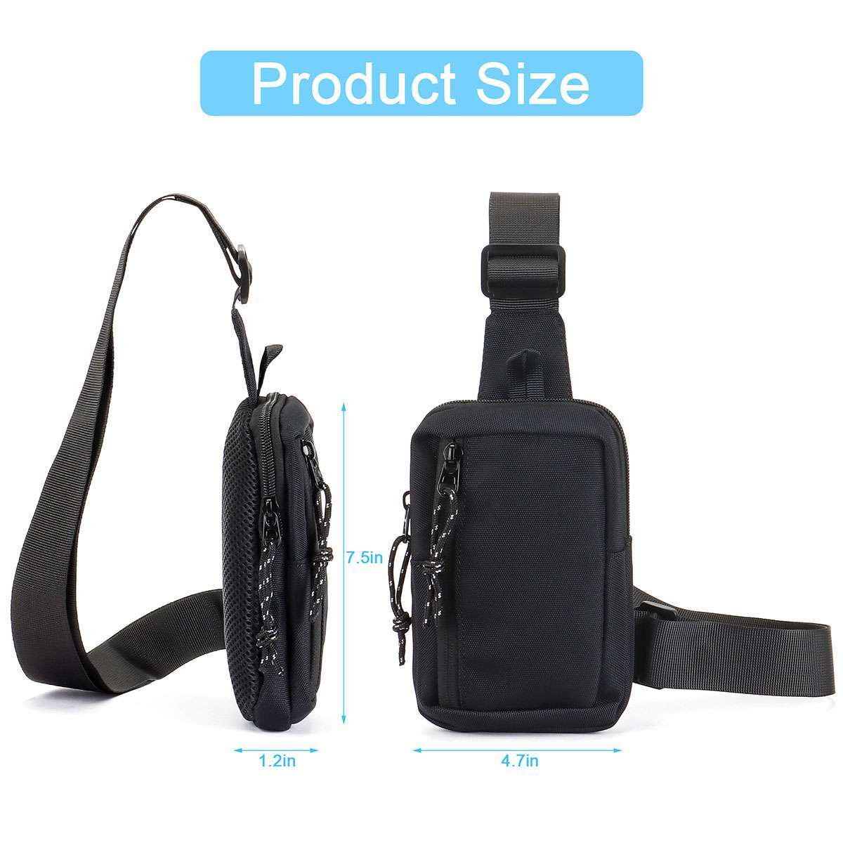 Men’s Shoulder Bag Oxford Chest Bag Sling Crossbody Bag Casual Travel Phone Bag