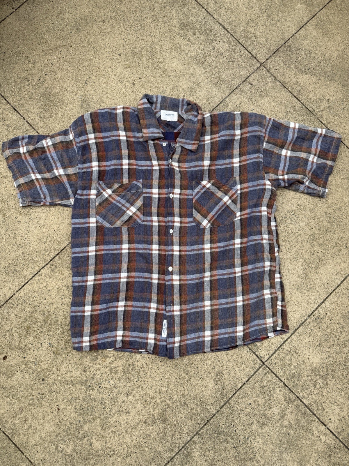 shuttle notes master cloth plaid linen cotton shirt size 4 (XL) made in Japan