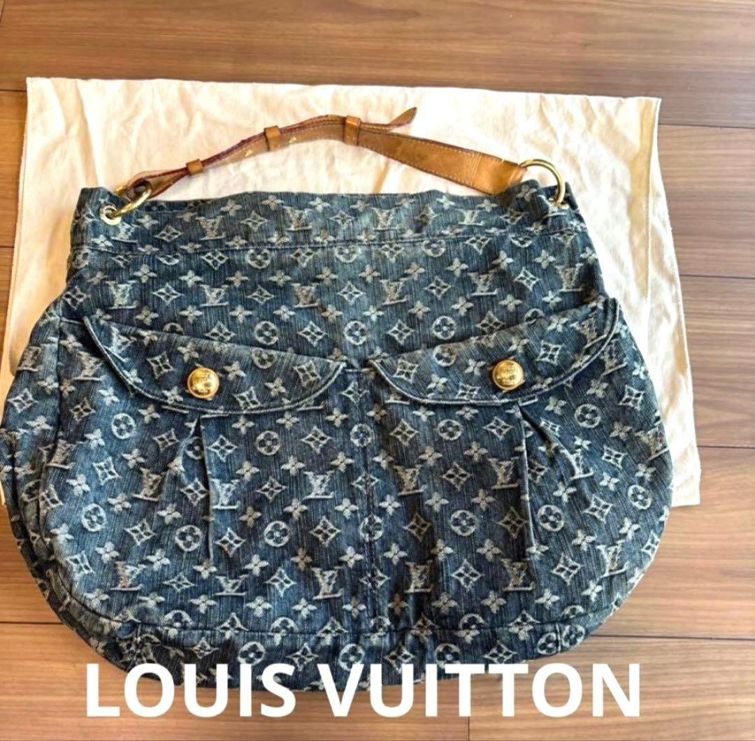 LOUIS VUITTON Monogram Denim Daily GM Blue M40493 Shoulder Bag Auth