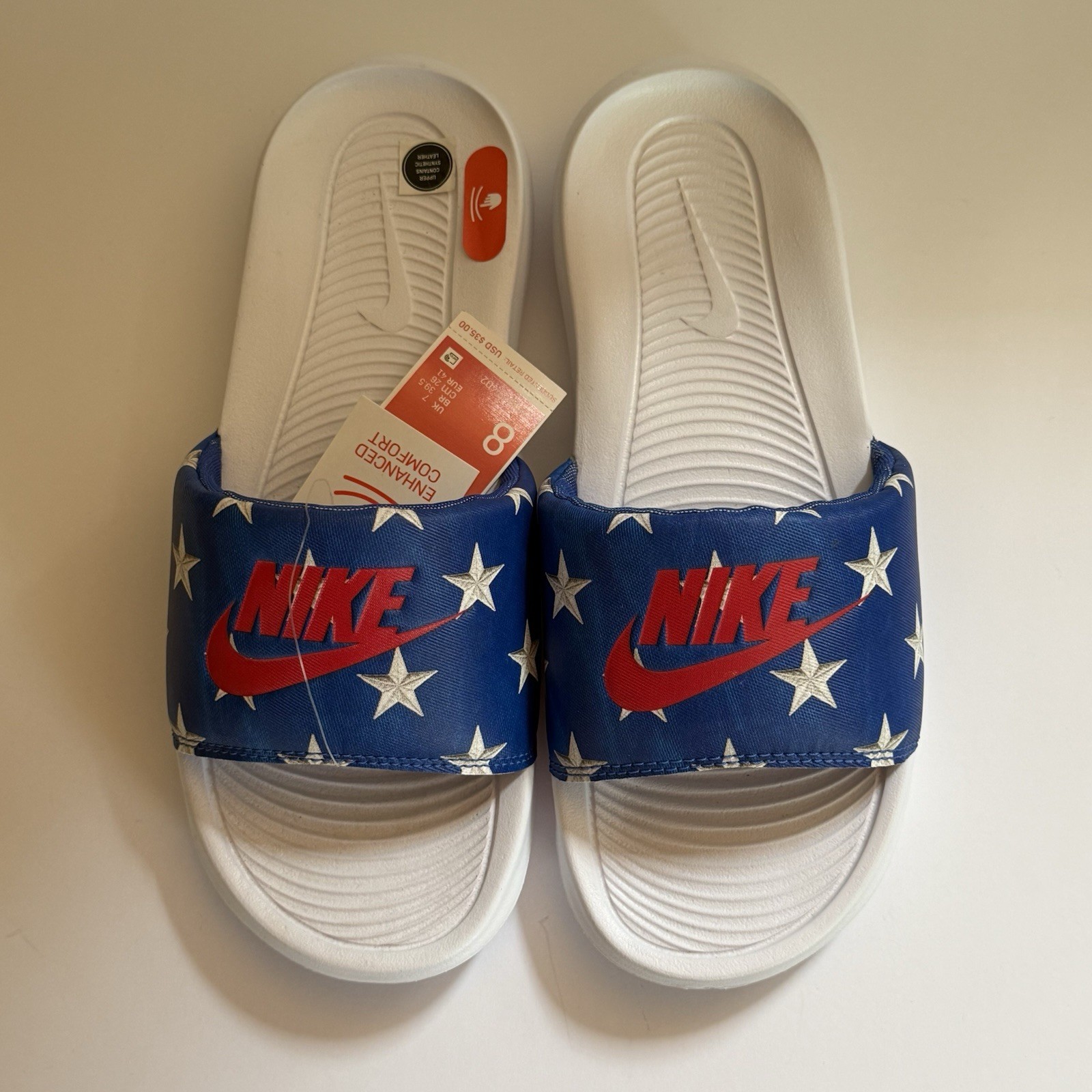 Nike Victori One Print Slide Sandals Red White Blue Mens Size 8 Women 10 NWT New
