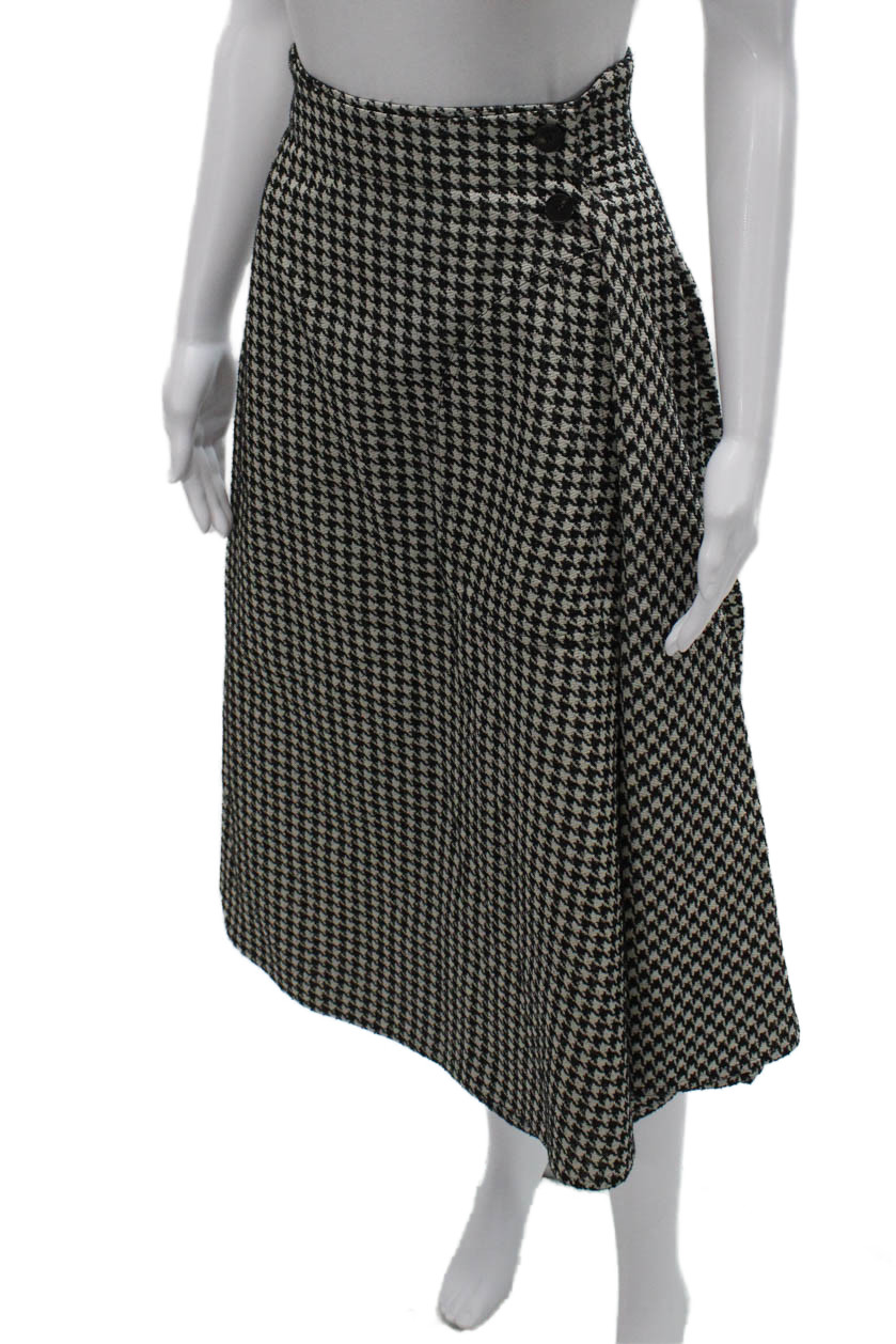 Christian Dior Womens Wrap Skirt Black Silk Check Long Size 4