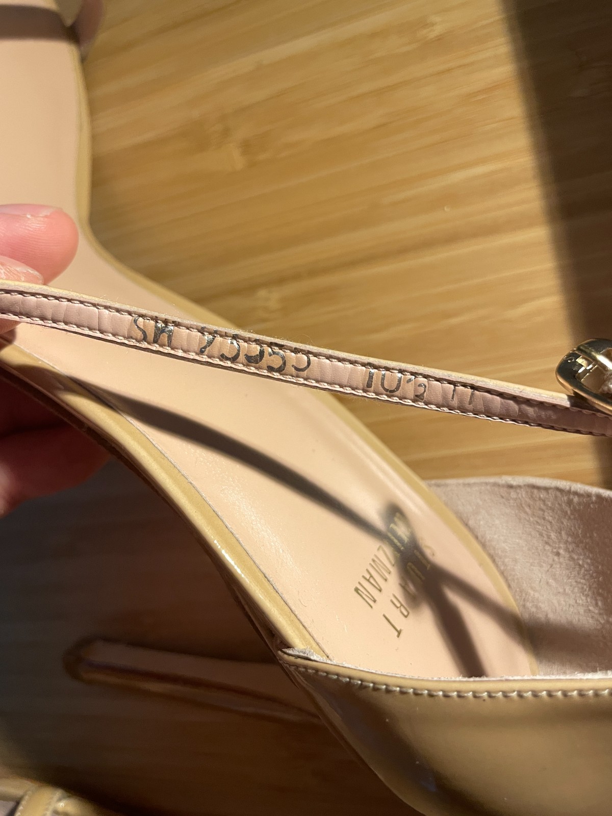 Stuart Weitzman Nudistsong US10.5 Beige Patent Leather MSRP $500CAD New W/O Box