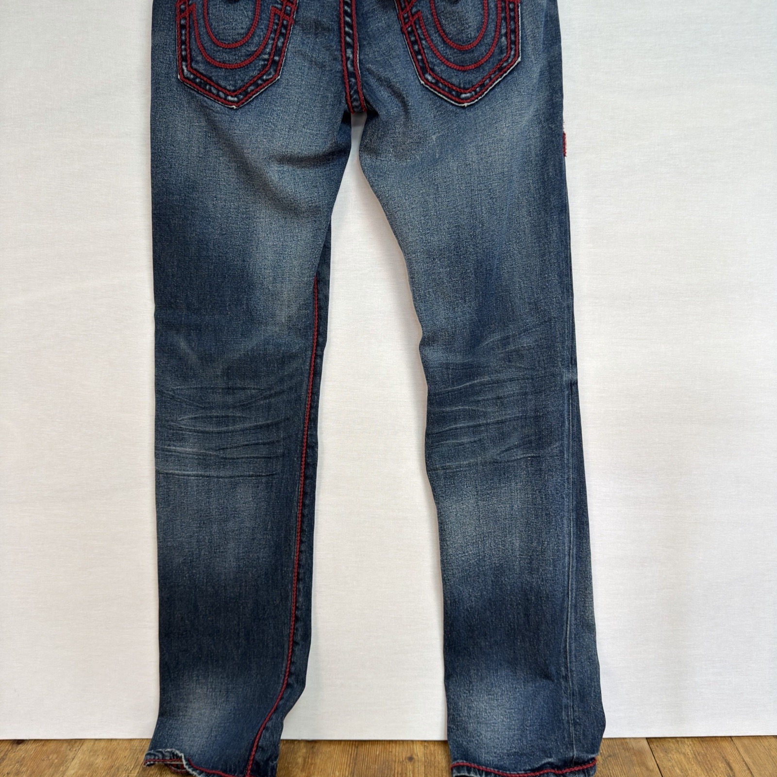 True Religion Men’s Ricky Relaxed Straight Jeans Red Rope Stiching
