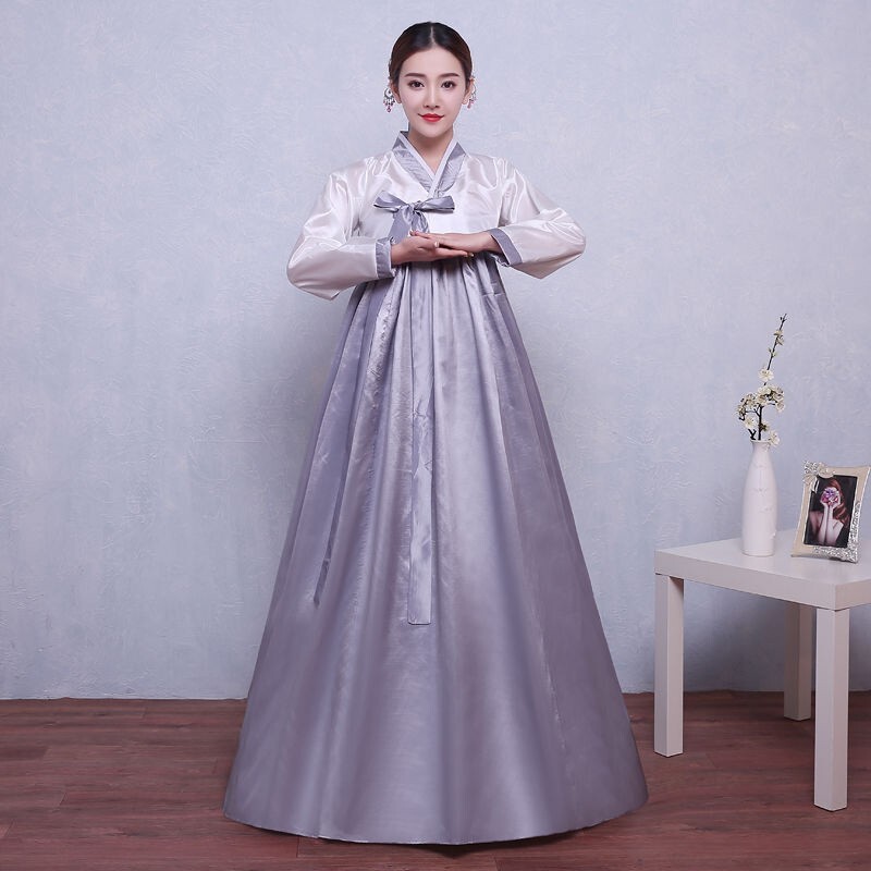 Ethnic Korean Hanbok Modern Women Asian Folk Stage Dance Performance Costume