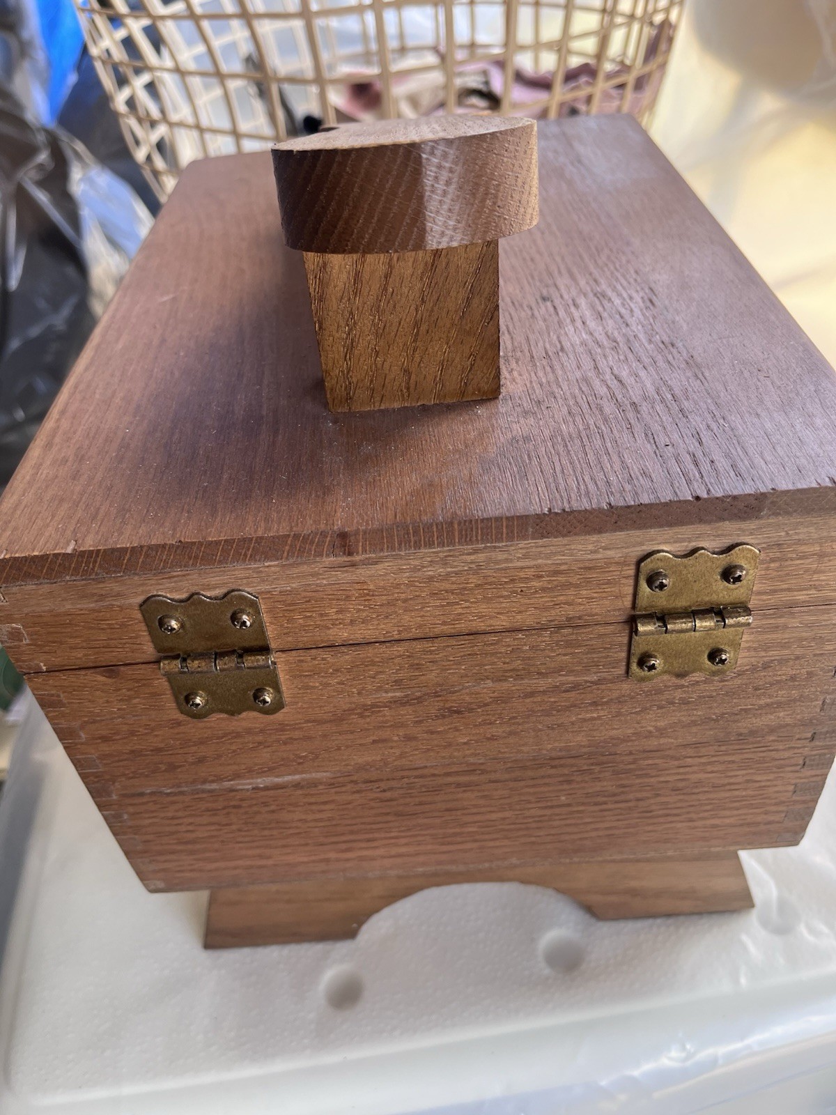 VNTG Golden Oak Wood Shoe Shine And Polish Box