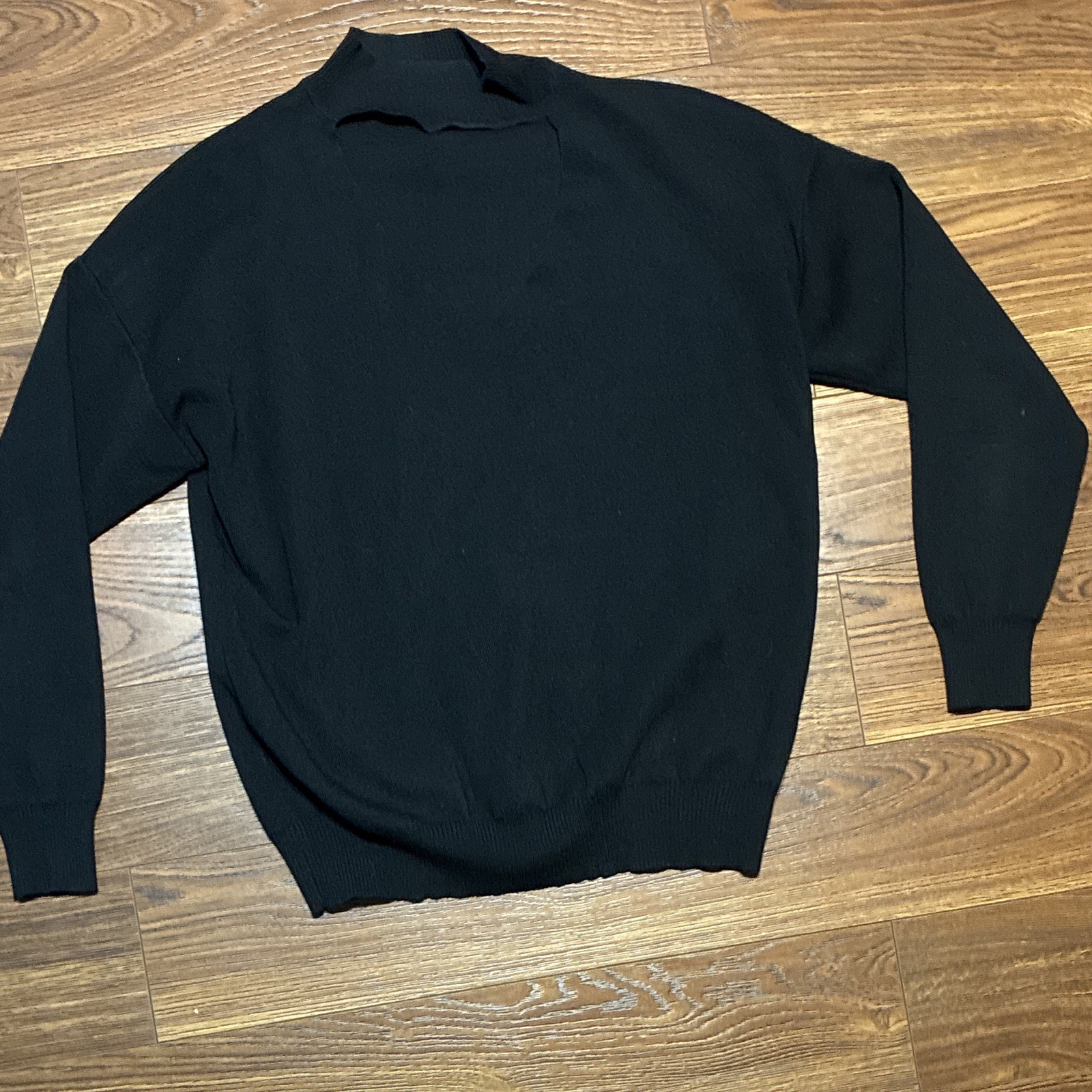 Women’s L Black Solid Knit Mock Neck Long Sleeve Pullover Sweater