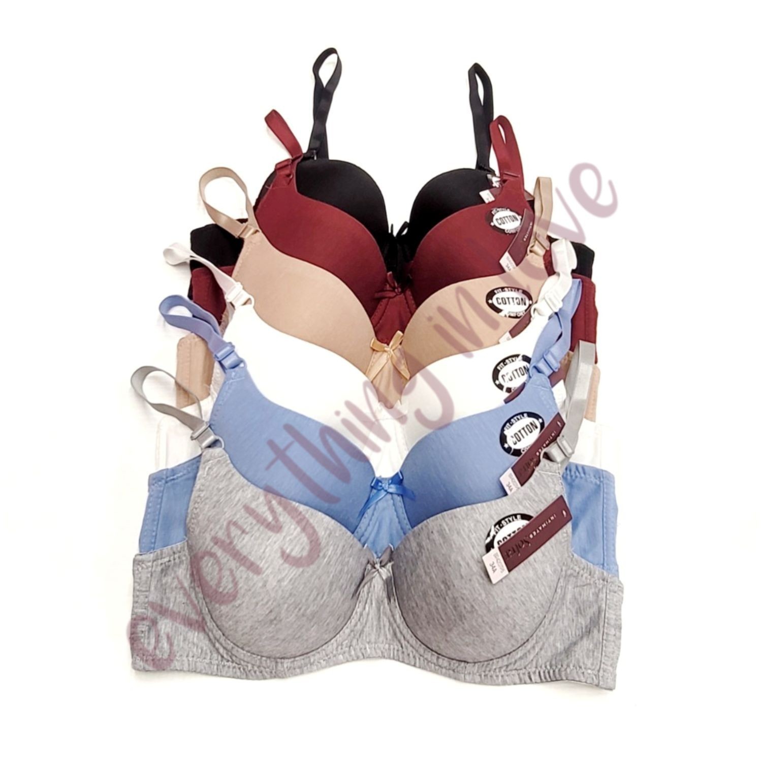 6 Pack Women Full Coverage Solid Comfort Cotton Underwire T-Shirt Bra A B C Cup