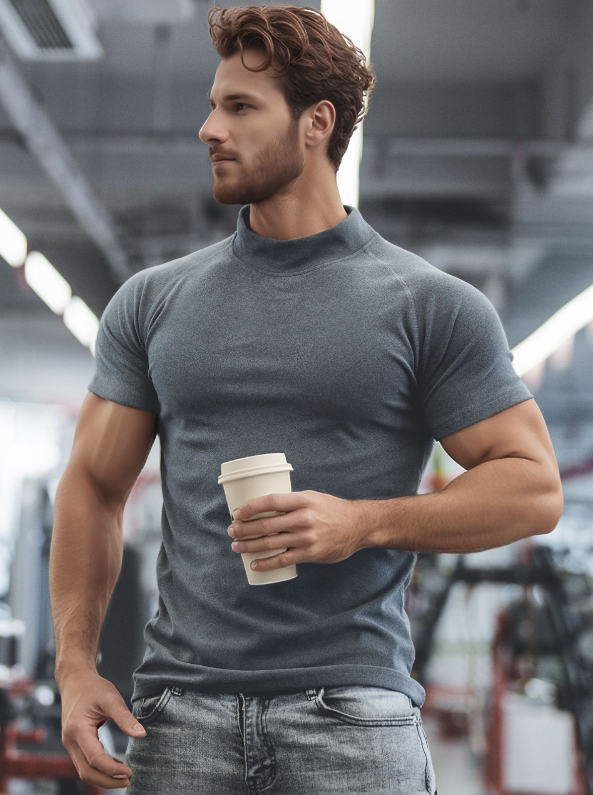 Gym Men’s Muscle Slim Fit T Shirt Streetwear Solid Colors Black