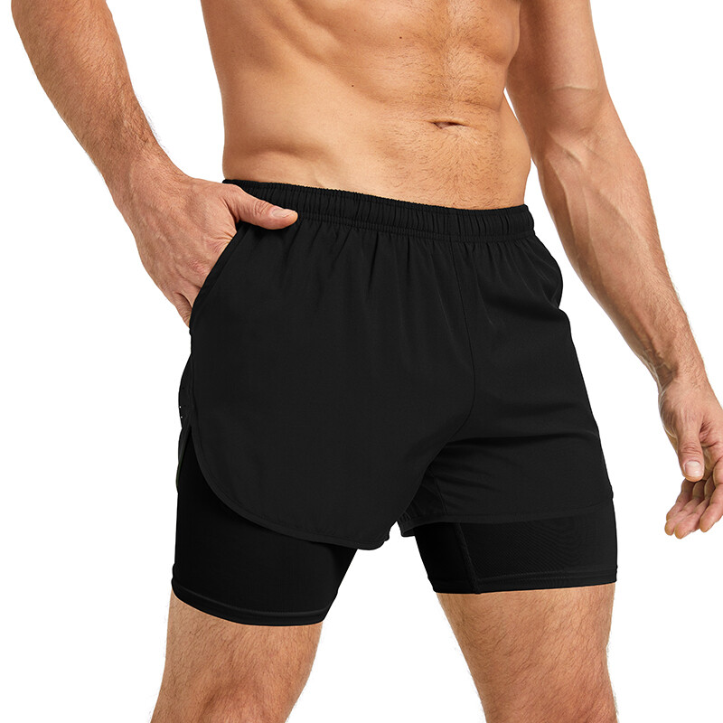 Men’s 2 in 1 Running Shorts Quick Dry Workout Athletic Outdoor Sports Gym Shorts