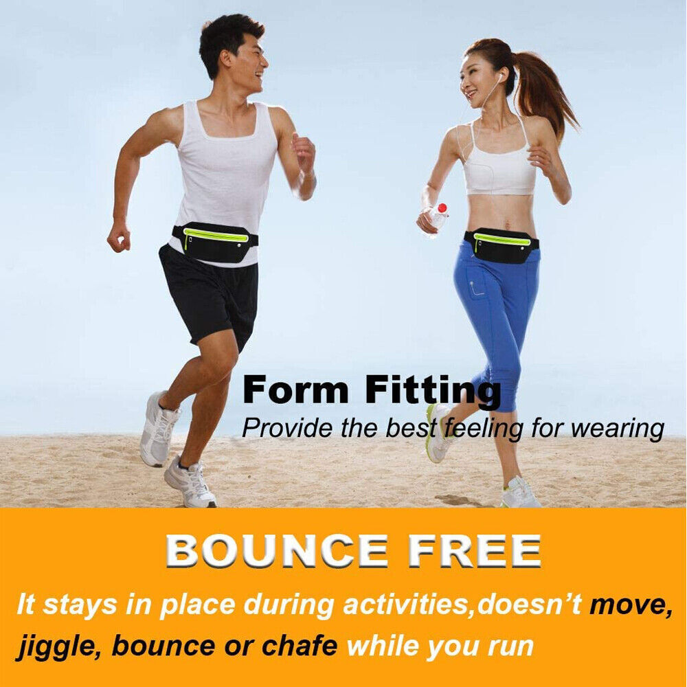 Reflective Running Belt Fanny Pack Waist Pouch Outdoor Camping Hiking Zip Bag