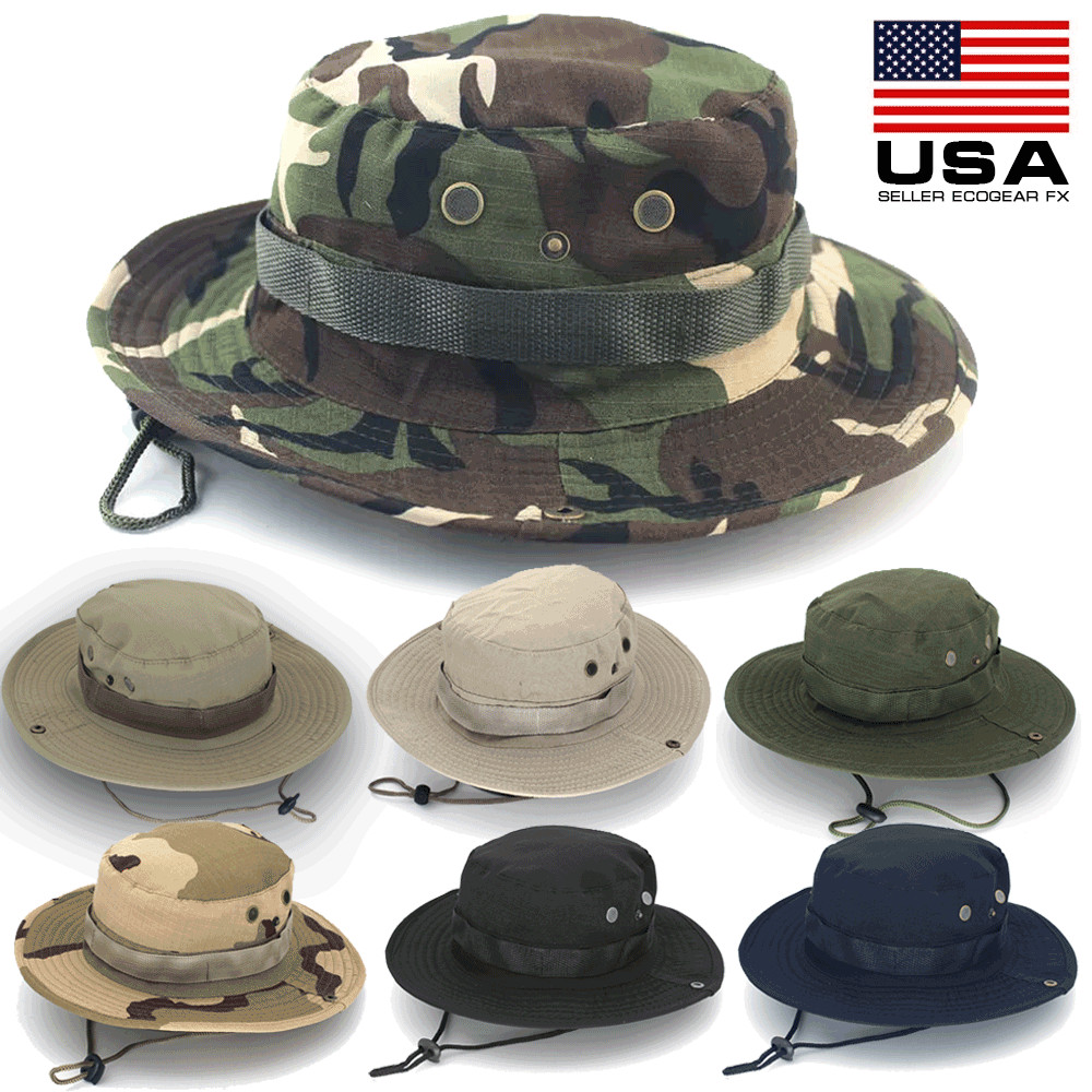 Unisex 100% Cotton Bucket Hat Fishing Camping Safari Boonie Sun Brim Summer Cap