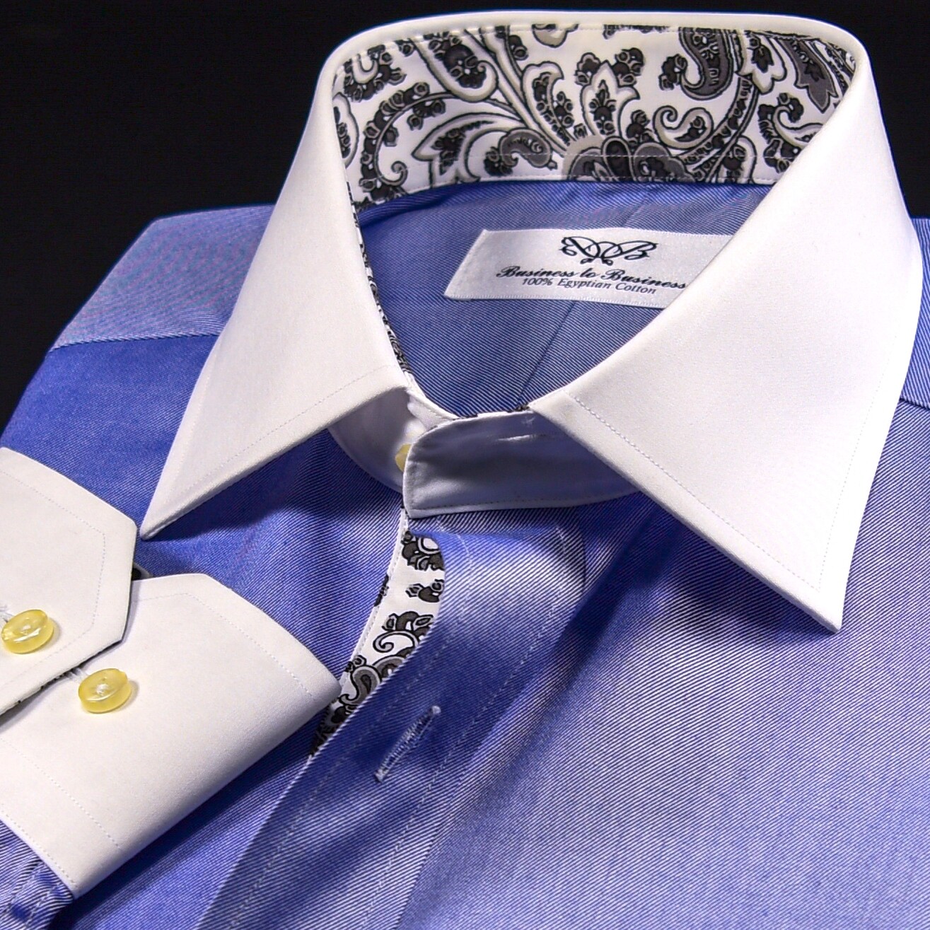 Blue La Plata WInchester Designed Formal Business Dress Shirt Single Cuff Boss