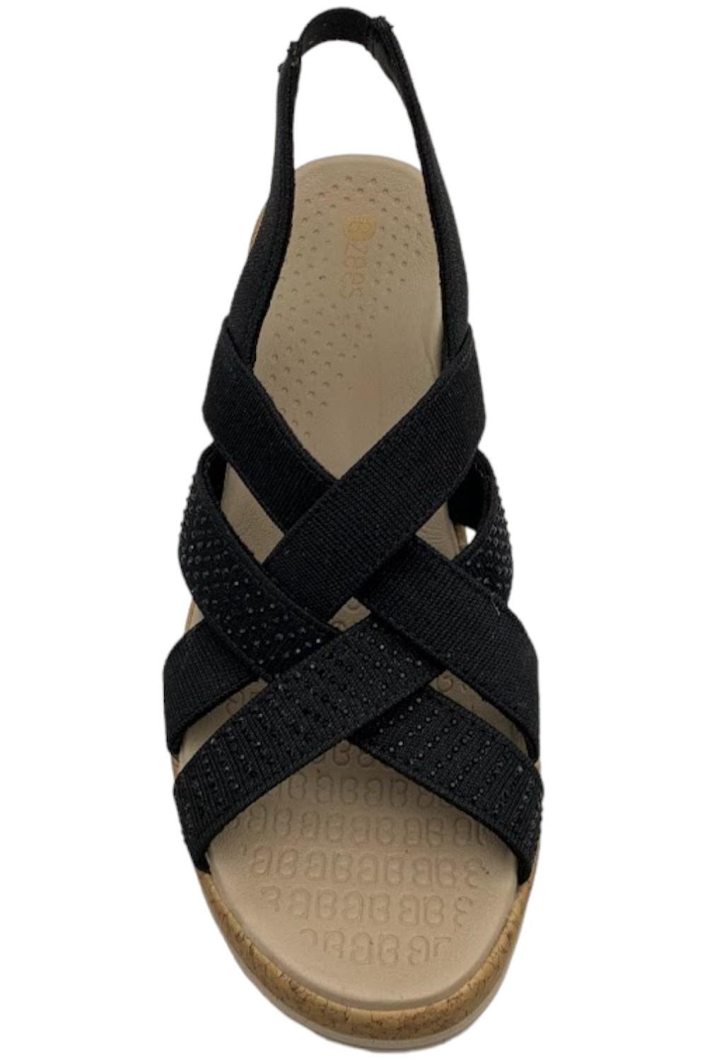 Bzees Ritz Sparkle Machine Washable Cork Wedge Sandal Black