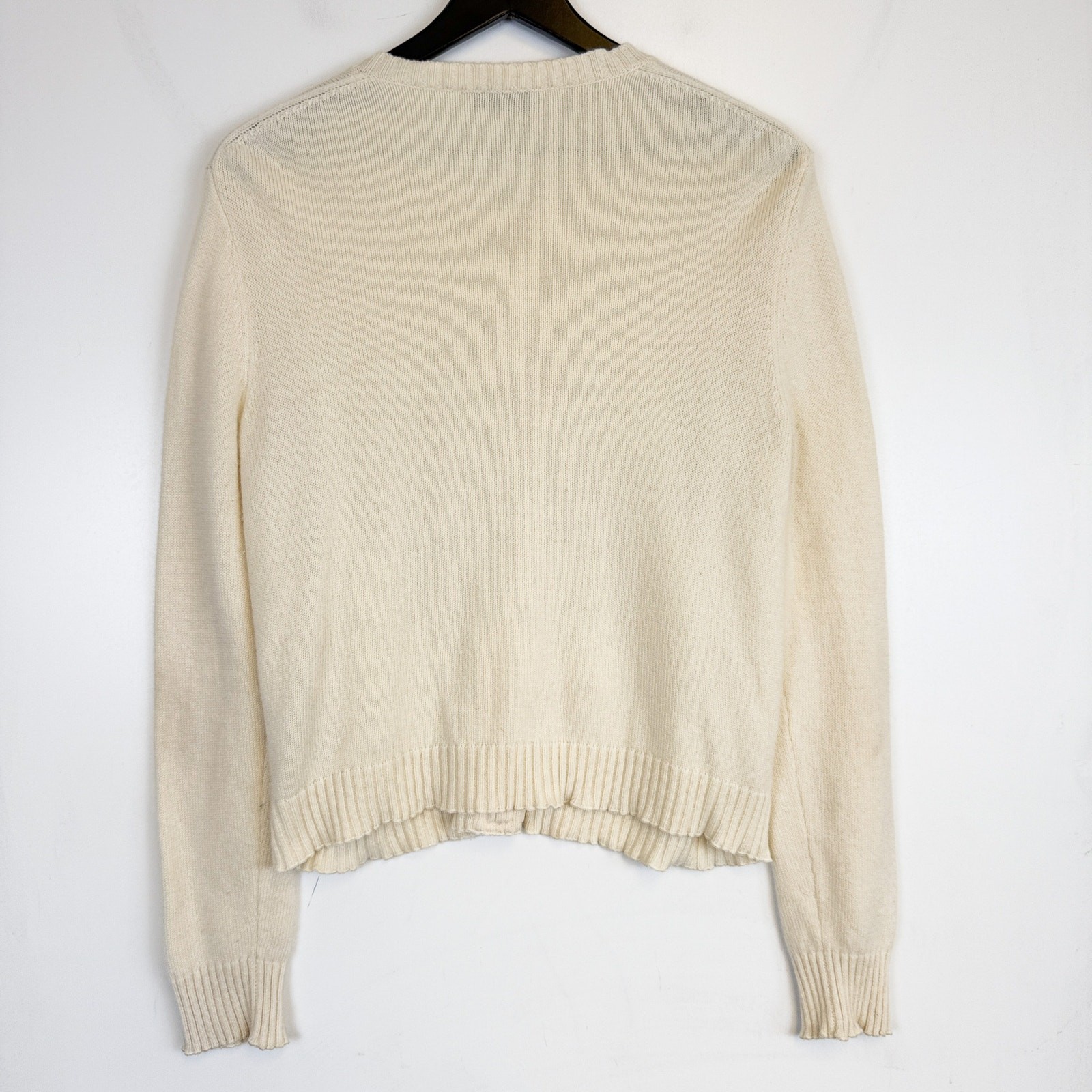 Tory Burch Hook-And-Eye 100% Cashmere Cardigan Sweater Cream – L