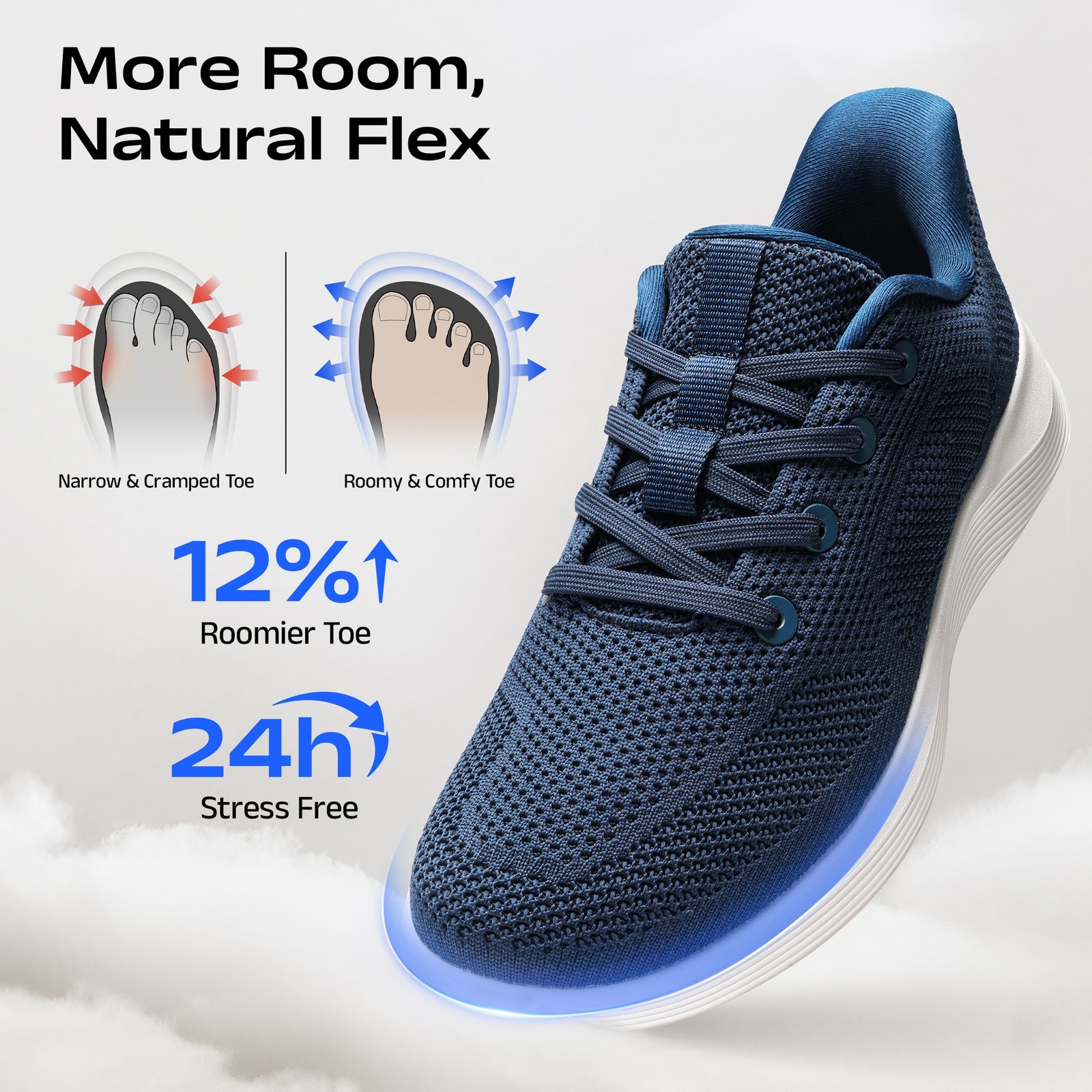 Men’s Roomy Toe Slip On Sneakers Hands Free Casual Walking Shoes