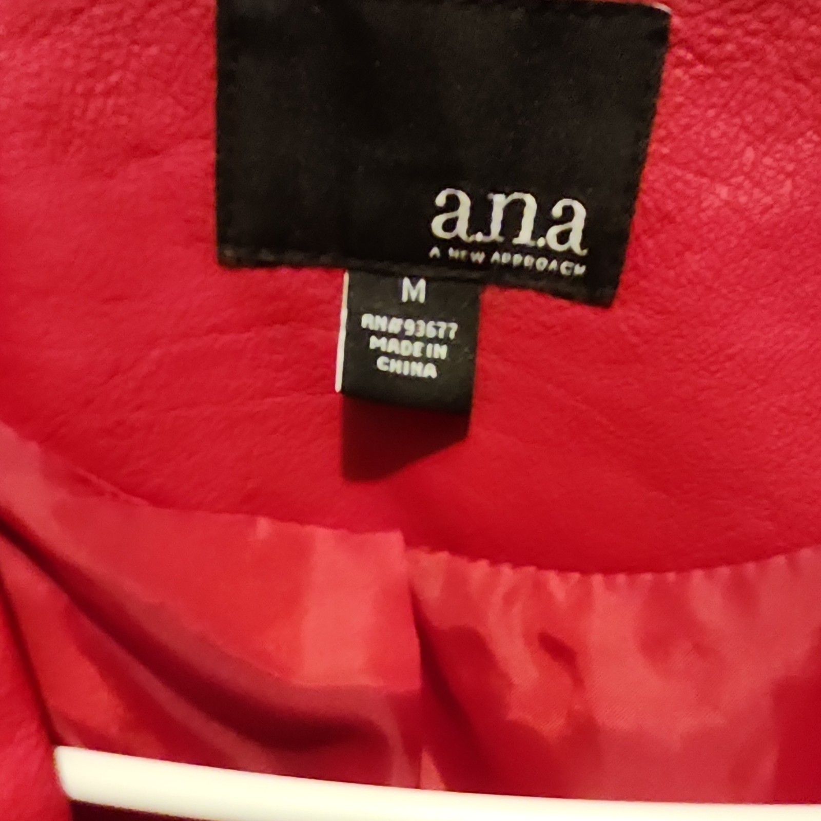 a.n.a Women’s Red Biker Jacket Zip Front Long Sleeve Lined Pockets Size M