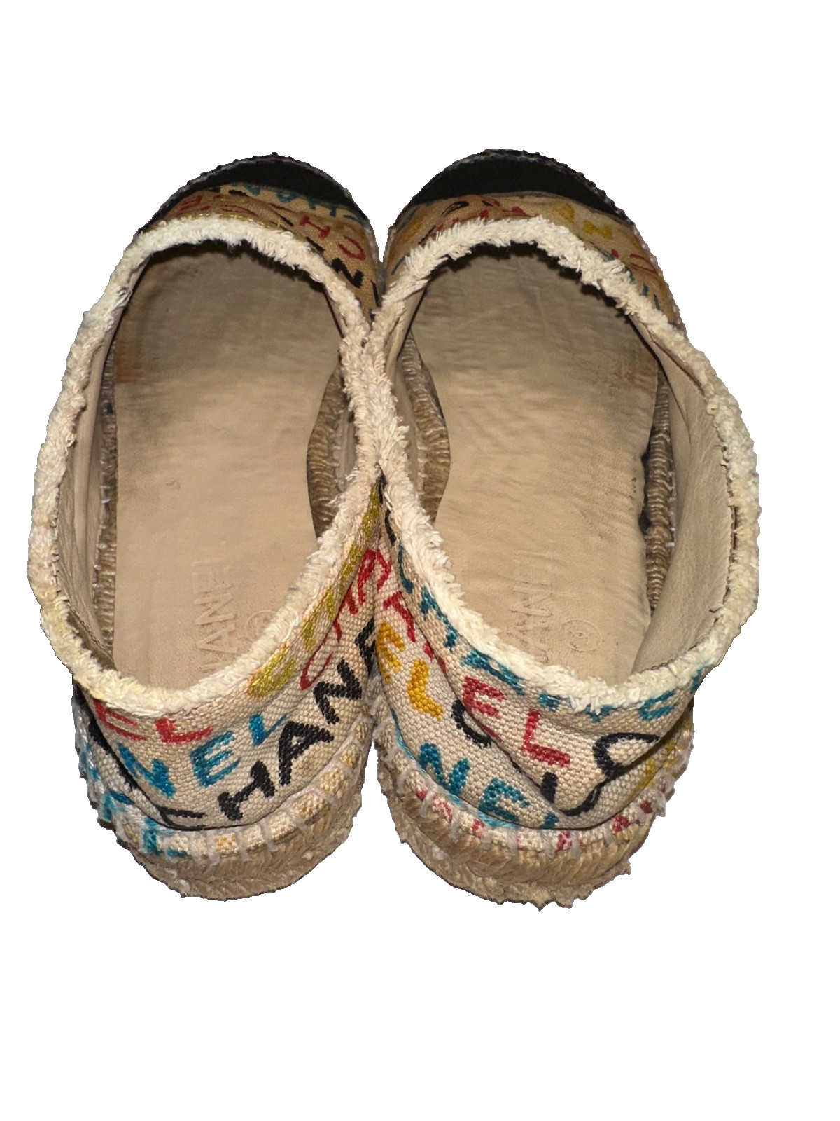 Chanel Espadrilles Logo Graffiti Multicolored Flats Size 42