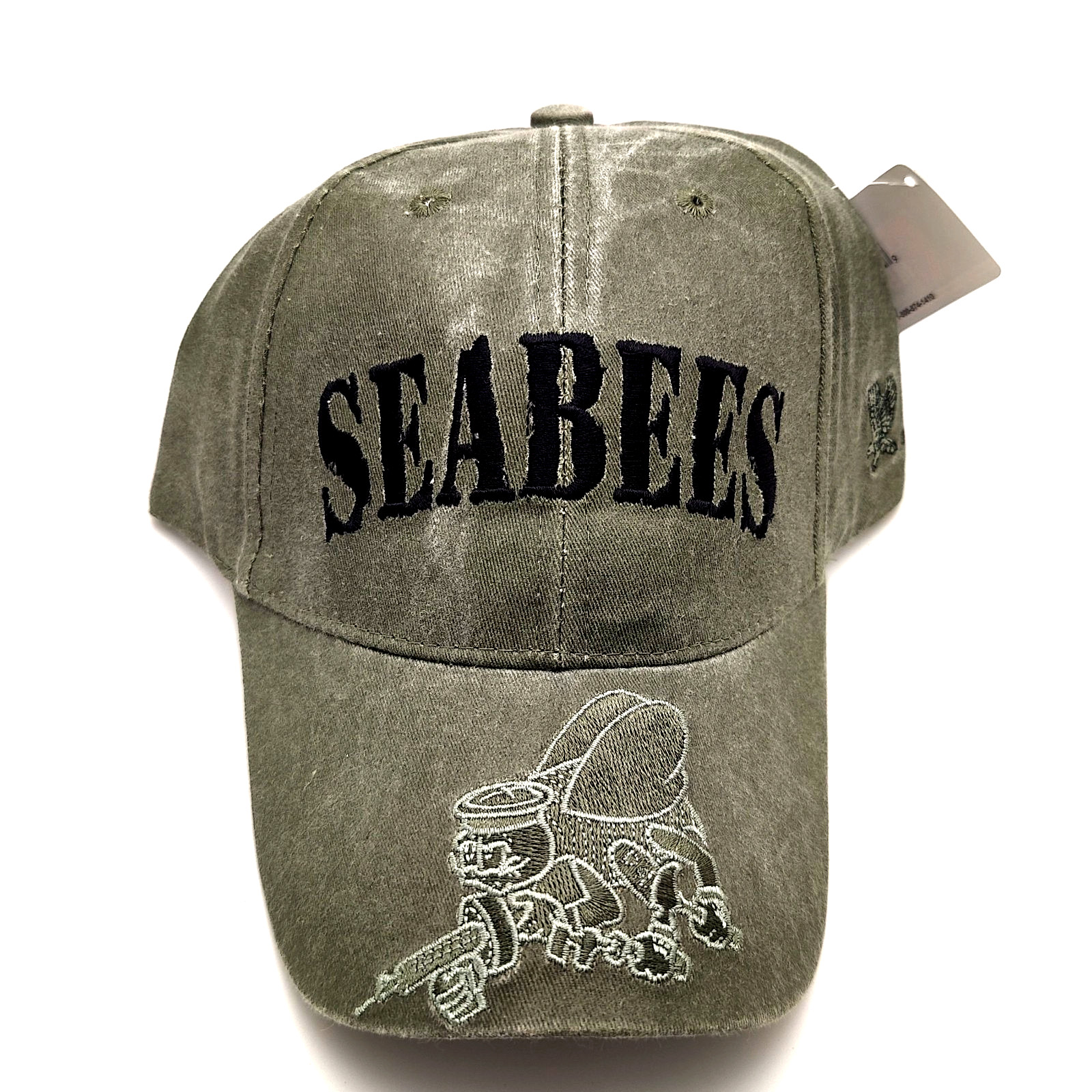 SEABEES Builder Bee 100% Cotton Green Baseball Cap Adjustable Embroidered
