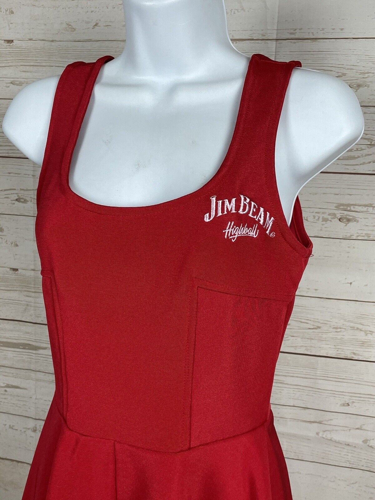 Jim Beam High Ball Cocktail Waitress Dress Womens Large Red Bartender New ST181