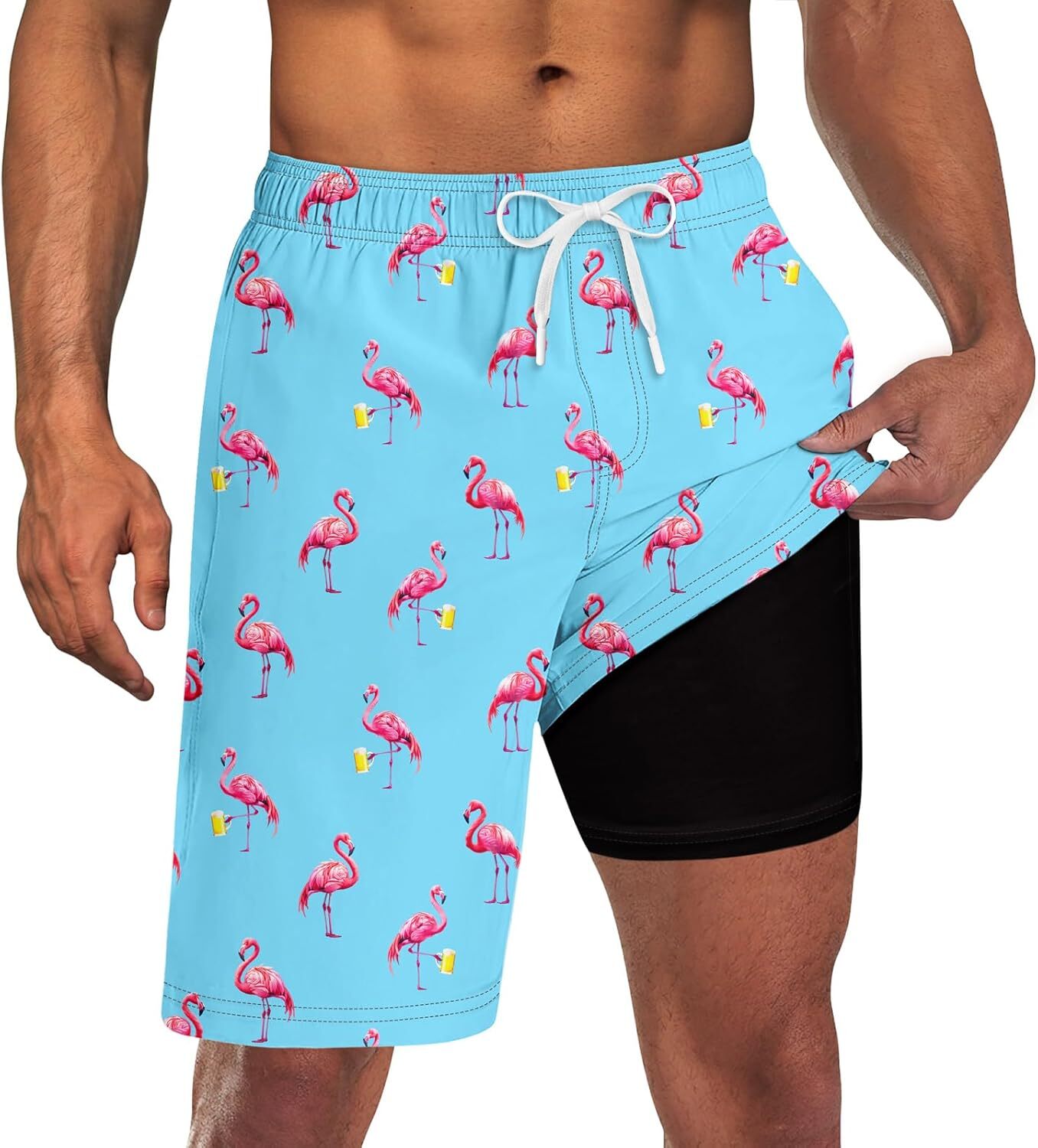 Mens Swim Trunks Quick Dry Compression Liner Pockets 9” Inseam M-3XL UPF 50+