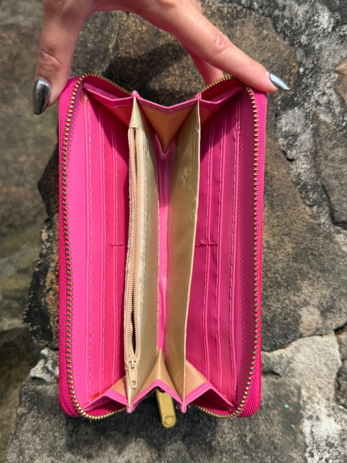LOUIS VUITTON Zippy Around long Wallet Purse M91981 Hot Pink/Red Red LV