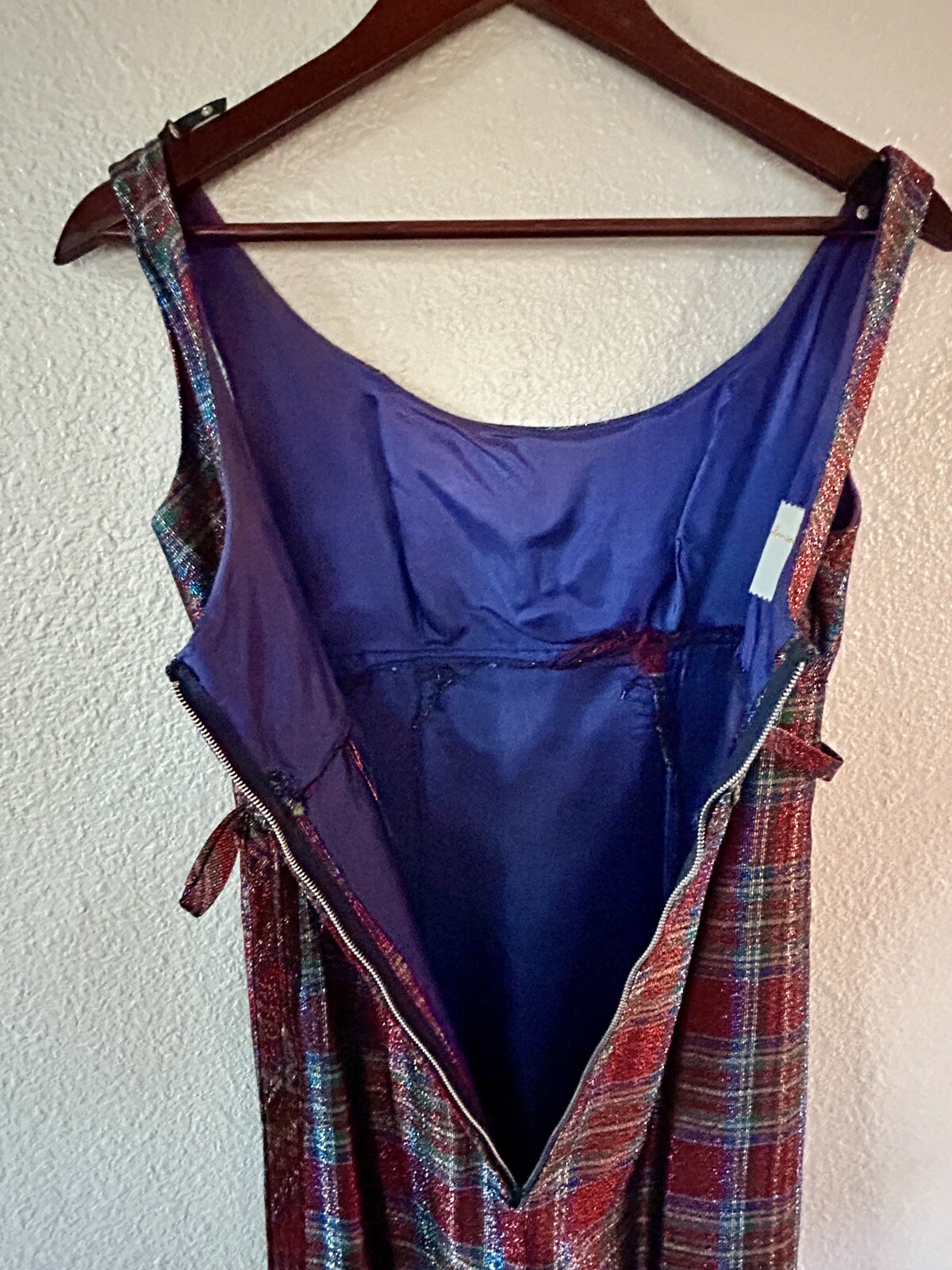 Vintage 50s Peter Robinson Plaid Empire Waist Holiday Party Dress US Size 4
