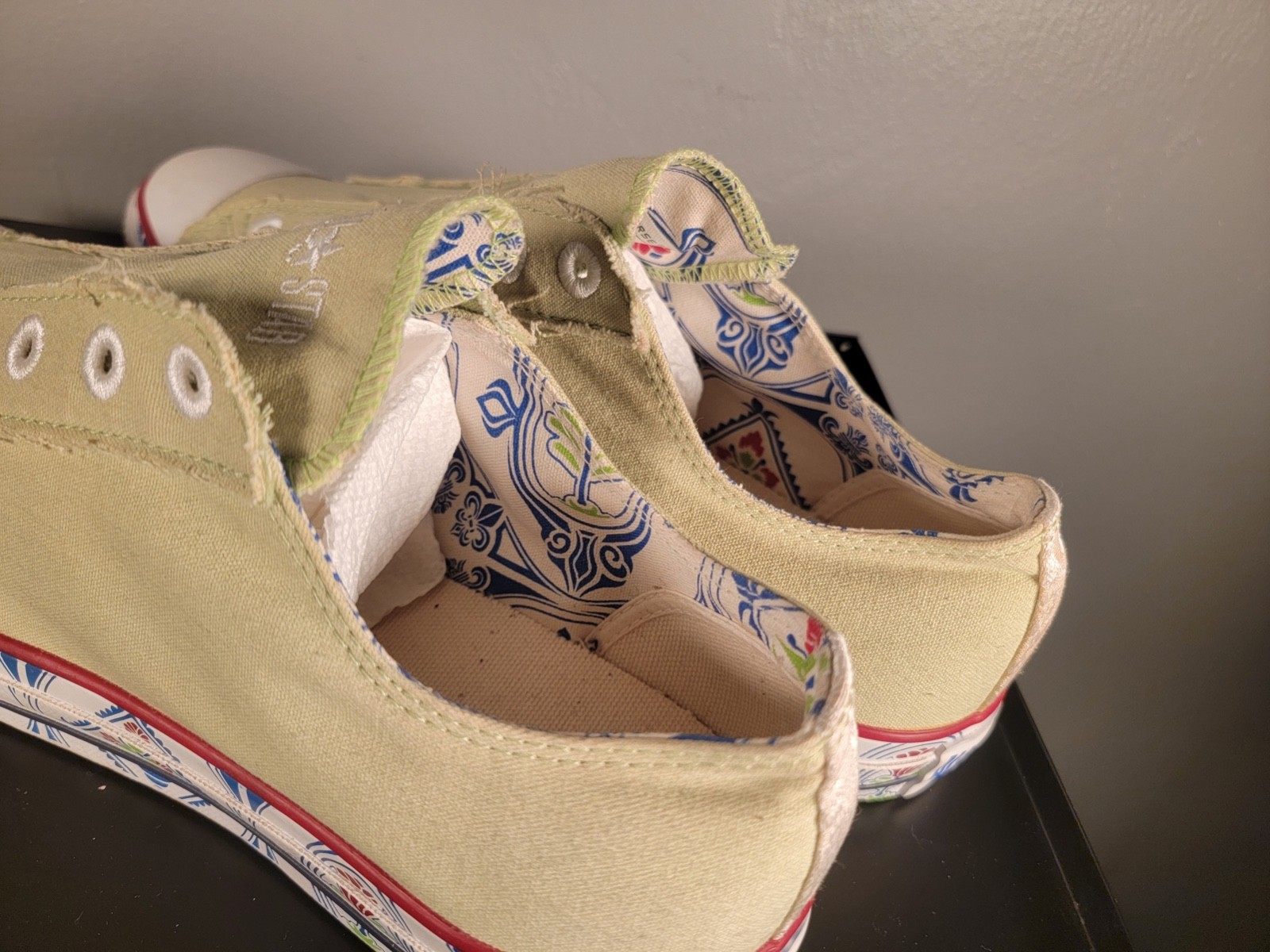 VTG 2006 Converse Chuck Taylor Slip On Apple Green Folk Art Foxing Men 12 NWOB