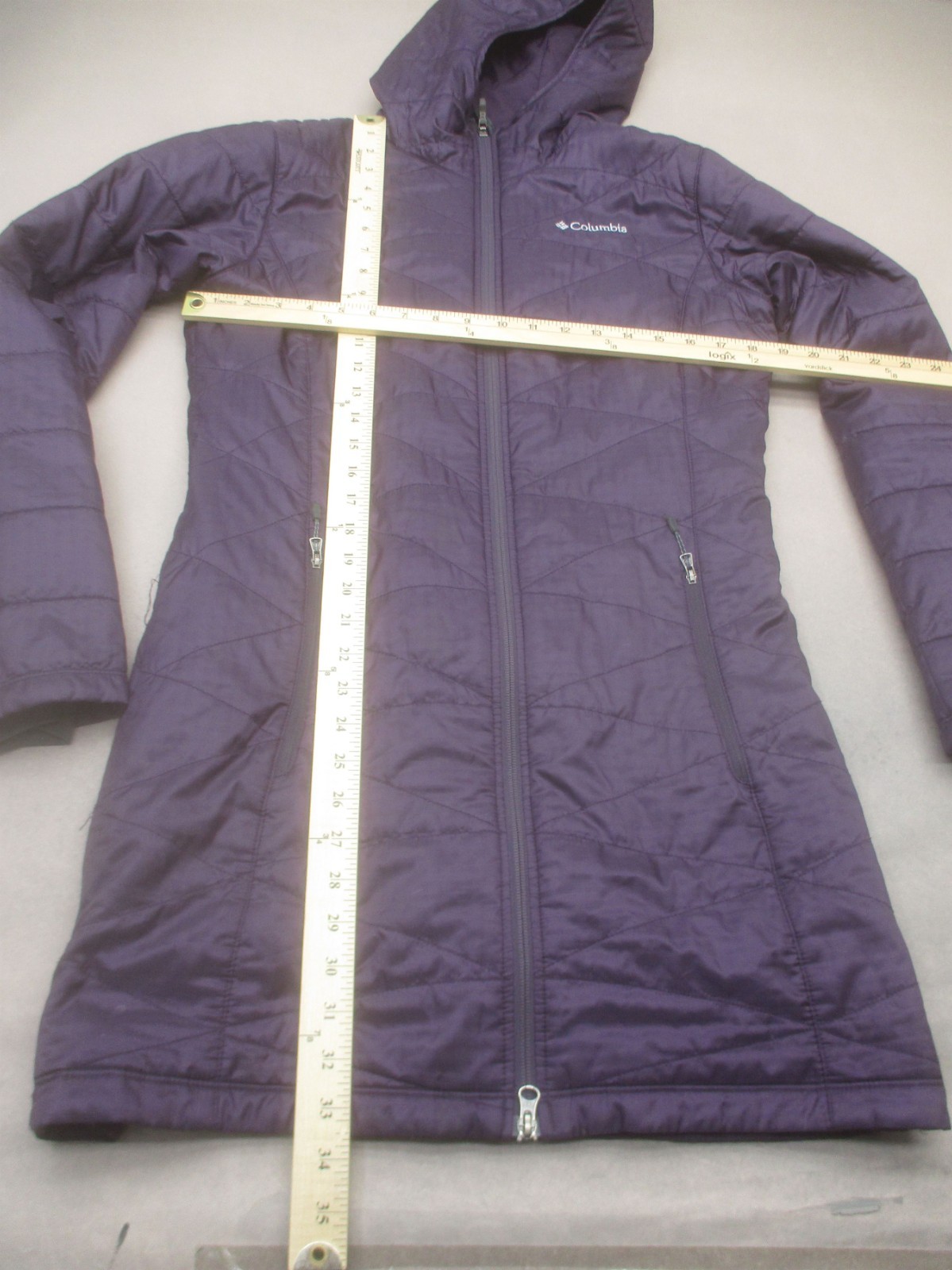 Columbia Size M Women Purple Insulated Pockets Hooded Full Zip Outdoor Parka 206