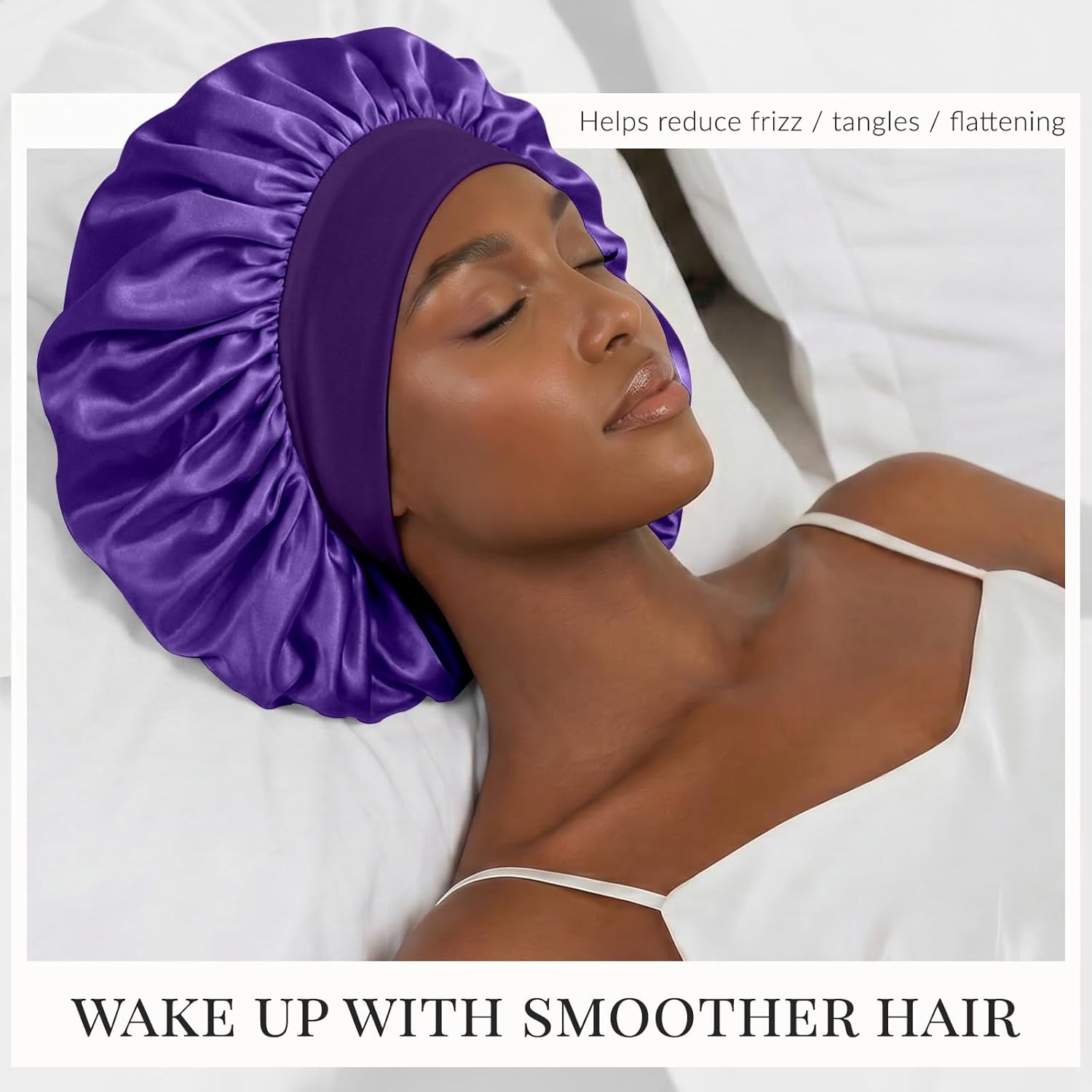 1PCS Silk Sleep Bonnet, Elastic Band for Curly Hair and Frizz Control
