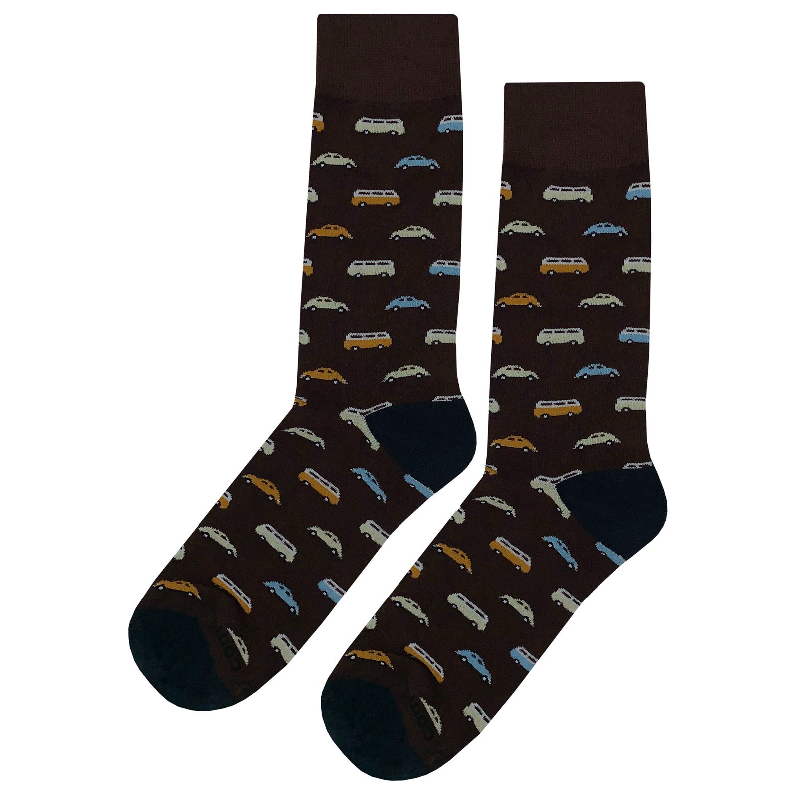 NWT Car Classic Dress Socks Novelty Men 8-12 Brown Crazy Fun Sockfly