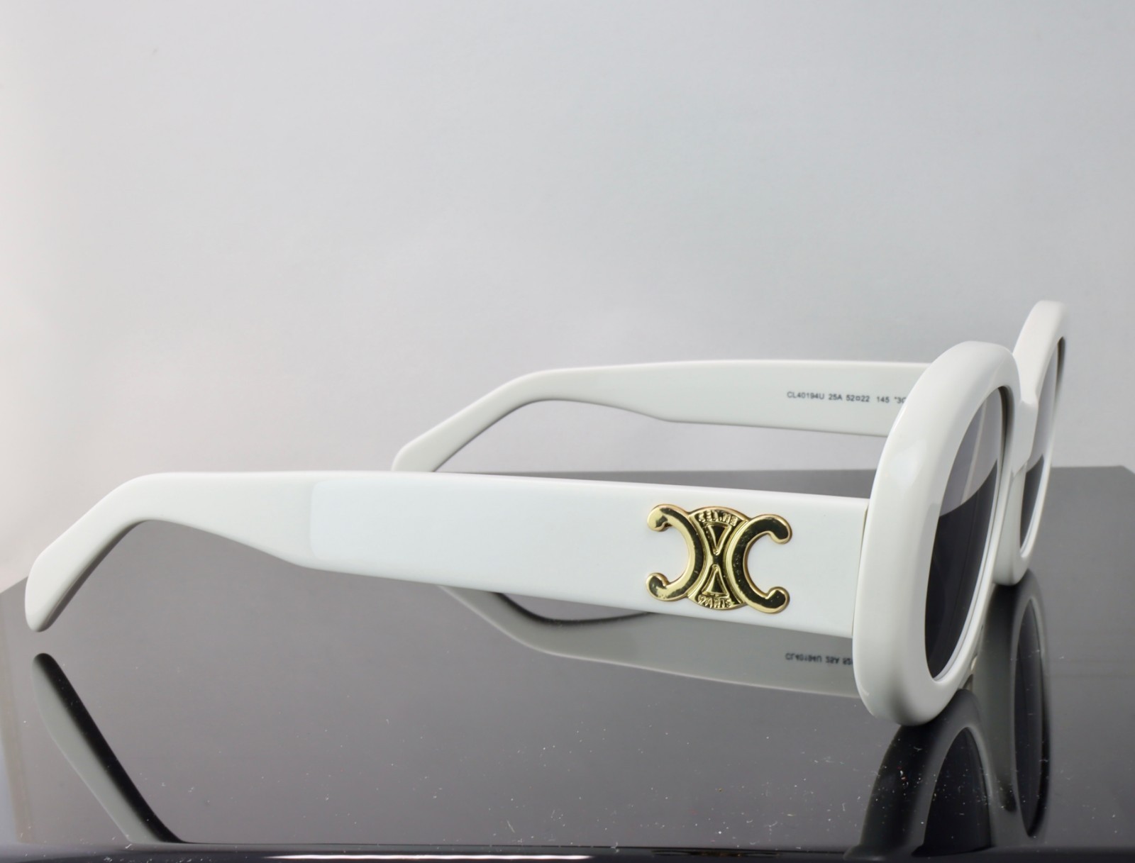 Celine CL40194U 25A White Frame / Grey Lens Oval Oversized Sunglasses 100% UV