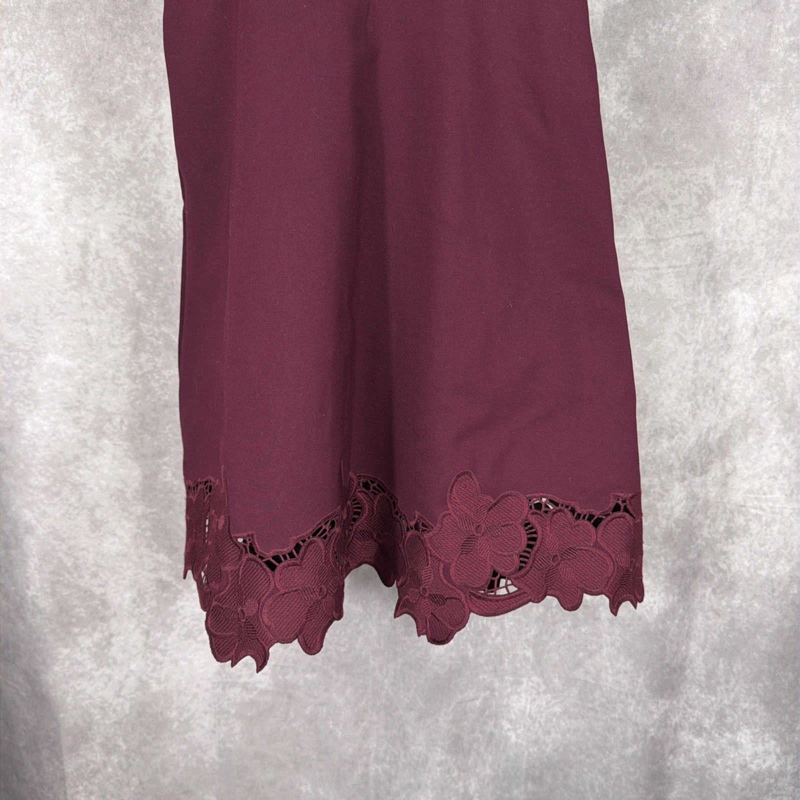 Ted Baker Emmona Floral Lace Cut Out Fit and Flare Dress Size 1 Burgundy Maroon