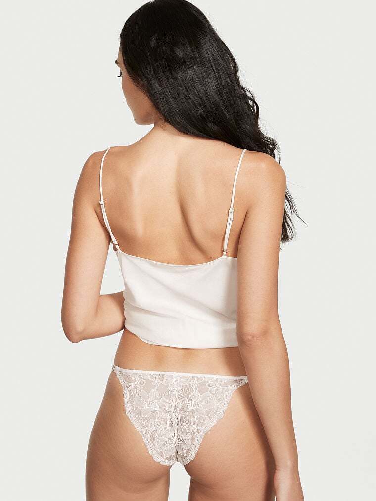 Victoria’s Secret Shine Strap Bra Bikini Set Bridal Lace Blink Cheeky White
