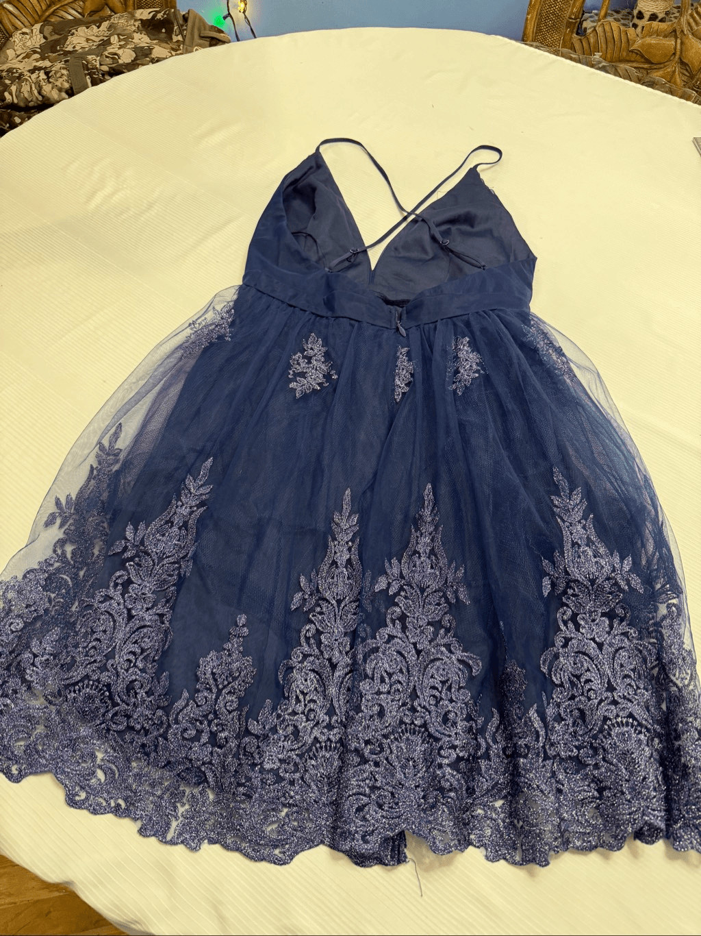 NWT Maniju Navy Blue Lace Cocktail Party Dress Size Large New