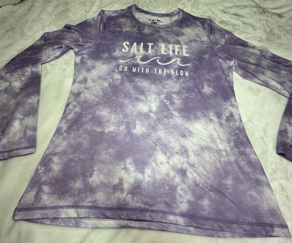 Salt Life SLX Performance Long Sleeve Shirt Womens L Purple Tie Dye NWT