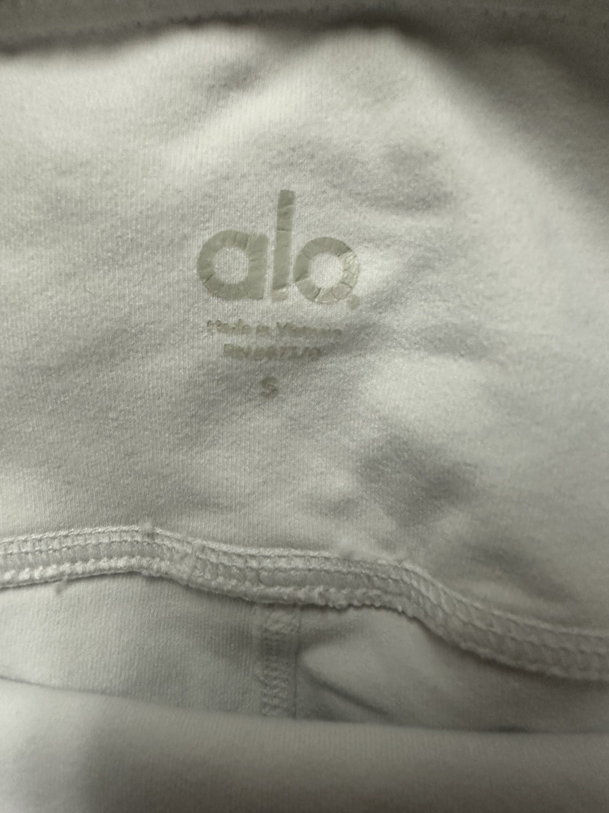 ALO Leggings Small Yoga White Moto High Waist Seamed 81% Nylon/19% Spandex #550