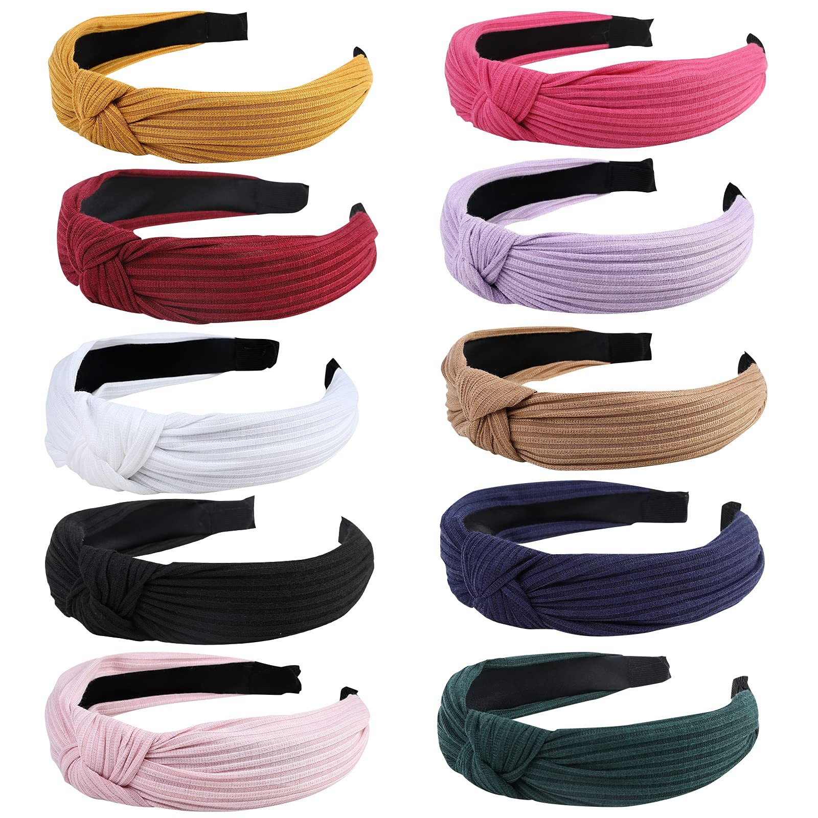 10 Pack Knotted Wide Headbands for Women Cute Fashion Head Pure color series