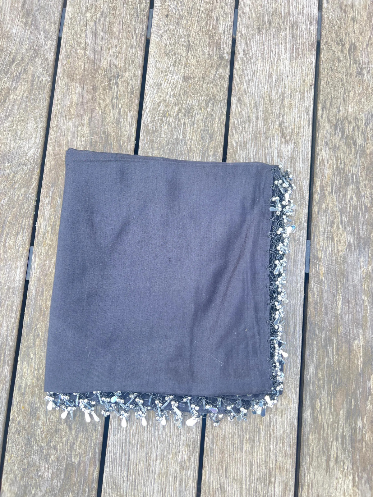 Handmade Black Turkish Crochet Edge Yazma Headscarf Cotton Unique Boho Vintage
