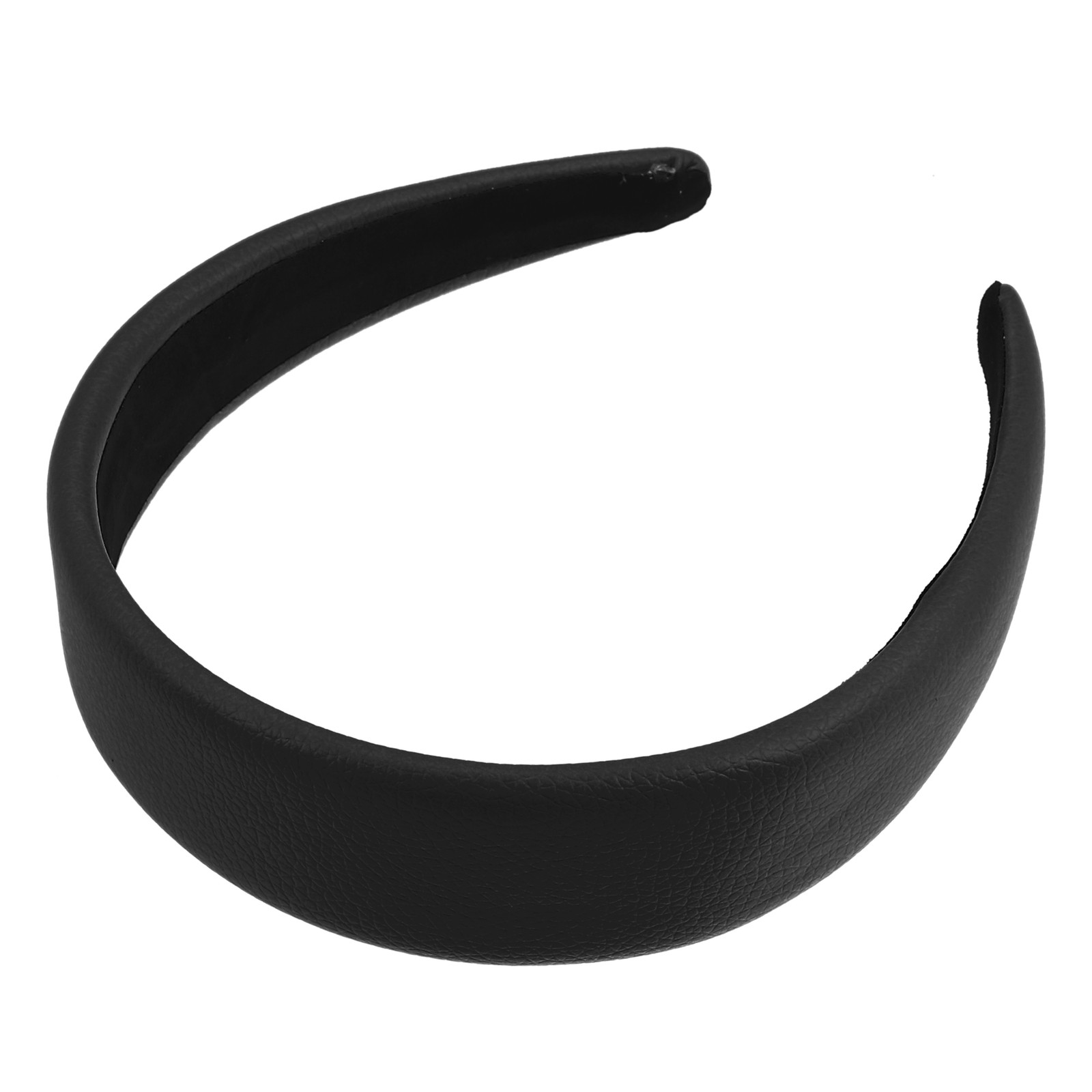 1Pcs Women Headbands Solid Colors Faux Leather Hard Hair Bands 1.6″ Wide Black