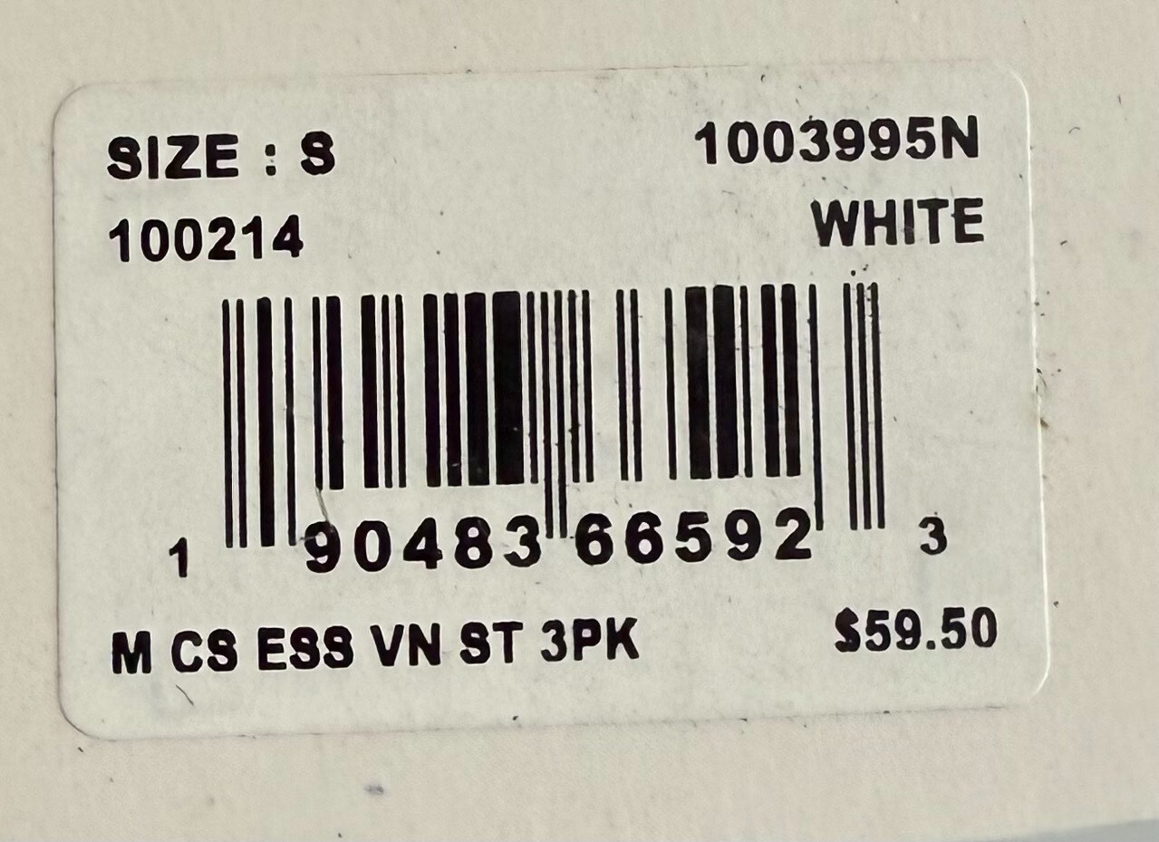 Tommy John 1003995N V-Neck 3 Pk Cool Cotton Stretch White Shirt (New in Box)
