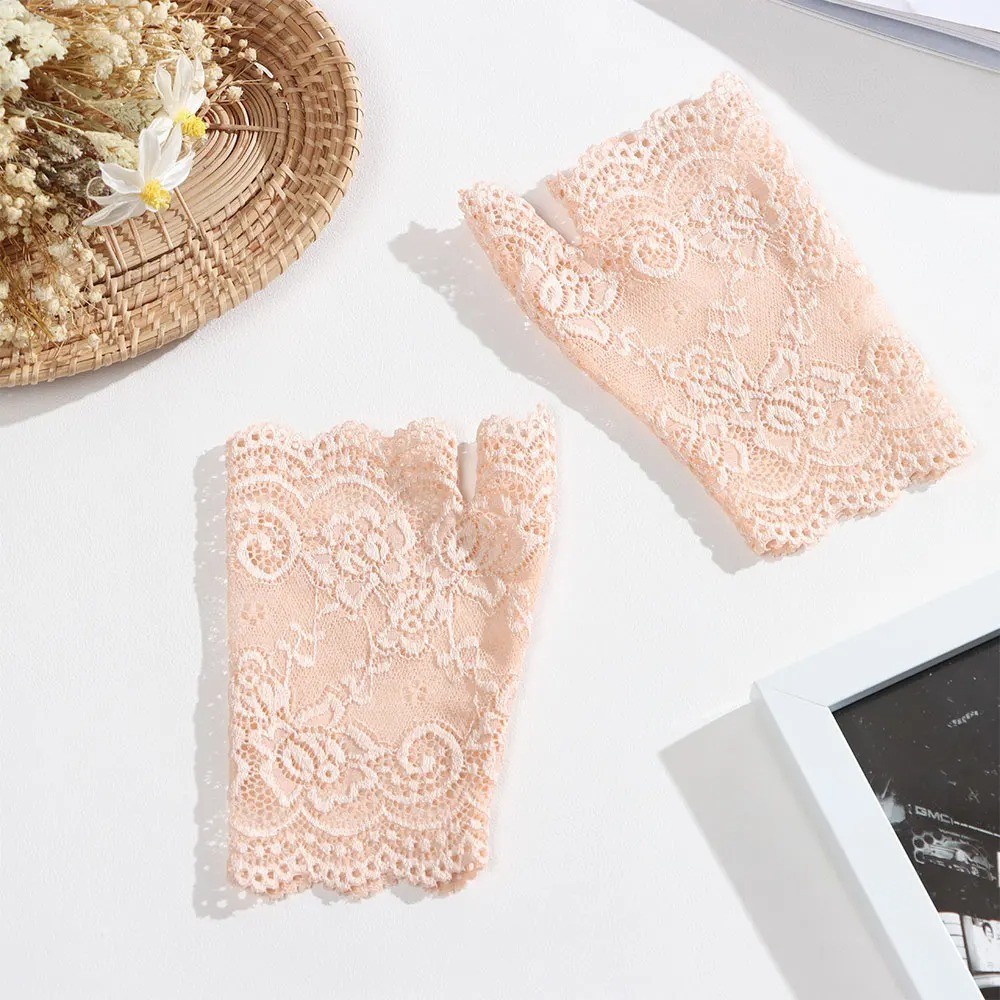 Summer Fingerless Gloves Women Lace Half Finger Gloves For Ladies Wedding bride-