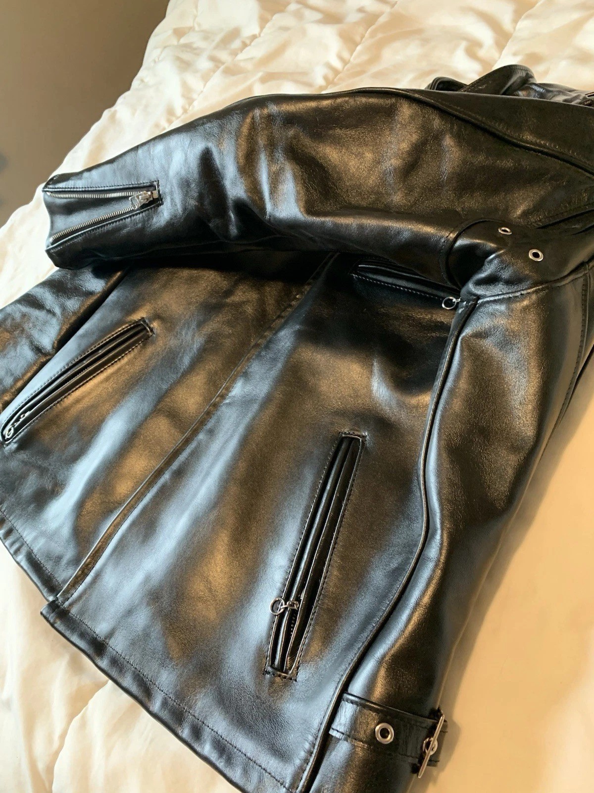 Schott NYC 641 Steerhide Leather Motorcycle Jacket Black Cafe Racer Mens