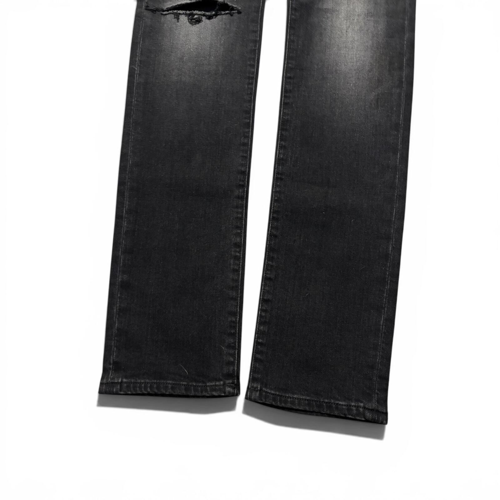 Saint Laurent Paris D02 Black Washed Knee Rip Denim Jeans