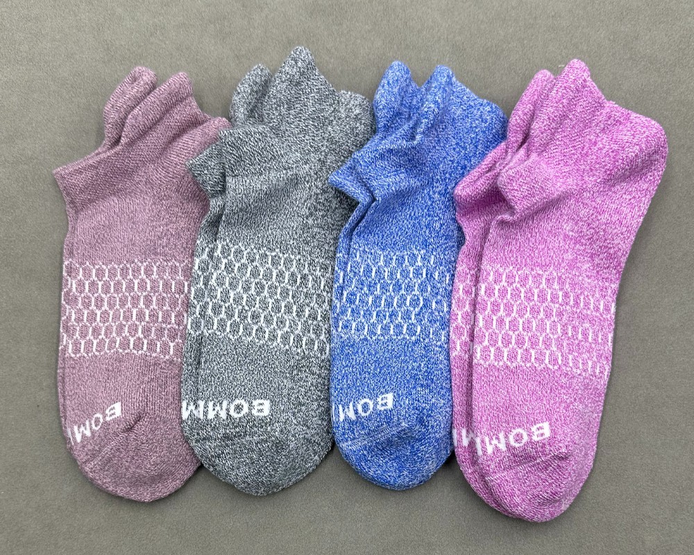 BOMBAS 4 Pairs Women’s Honeycomb Marl Ankle Socks Size Med 4 Colors Mix Cushion