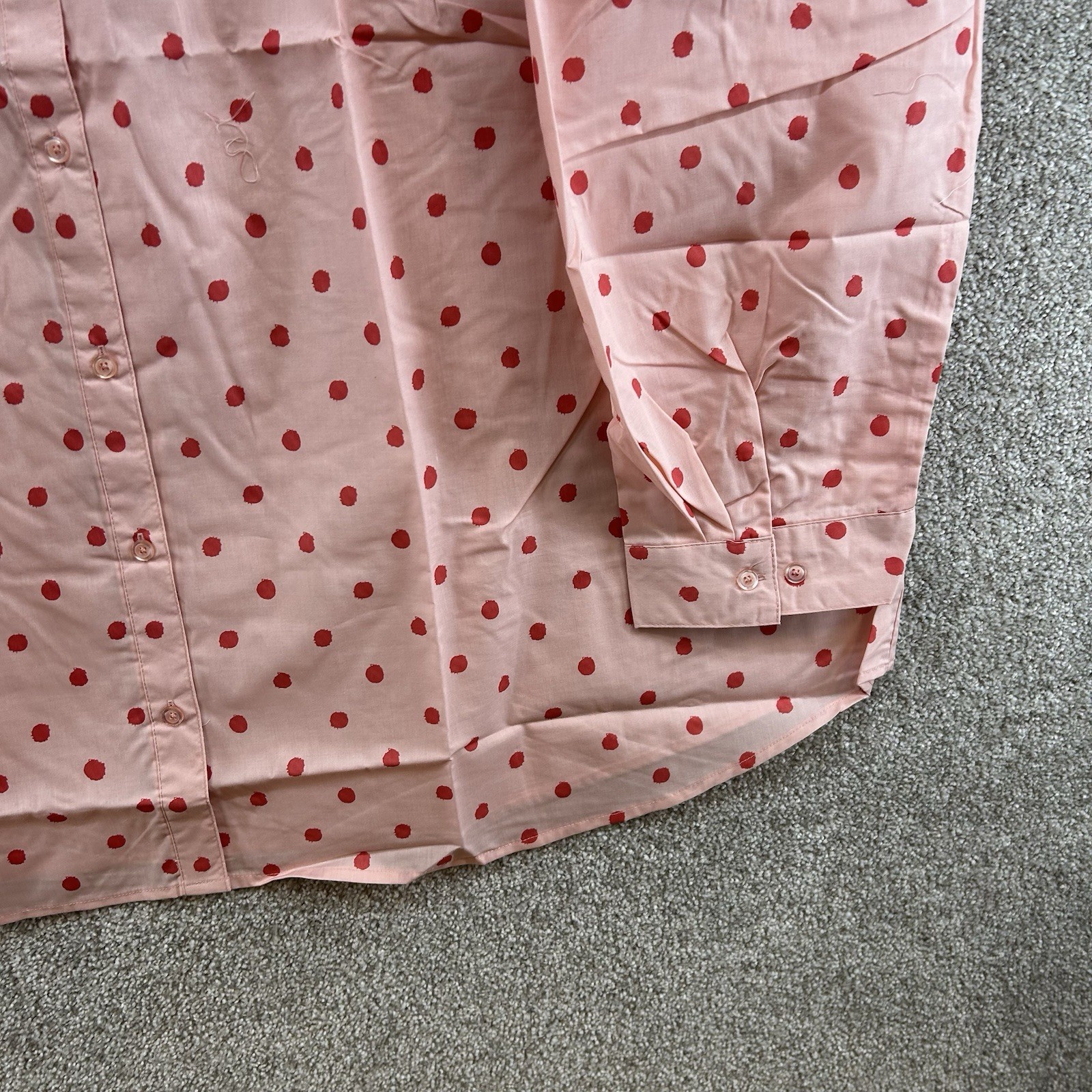 NWOT Roman’s Women’s Button Front Shirt Size 34W Pink Red Polka Dot Blouse Plus