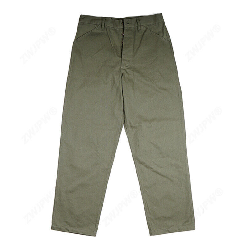 Replica WWII WW2 USMC MARINES HBT Green Pants Vintage Army Field Men’s Trousers